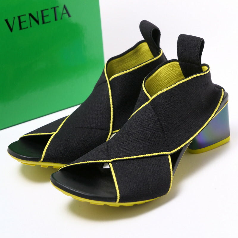 BOTTEGAVENETA Sandals Elastic Fabric/Leather Black / yellow Women 36