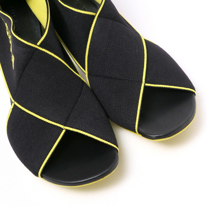 BOTTEGAVENETA Sandals Elastic Fabric/Leather Black / yellow Women 36