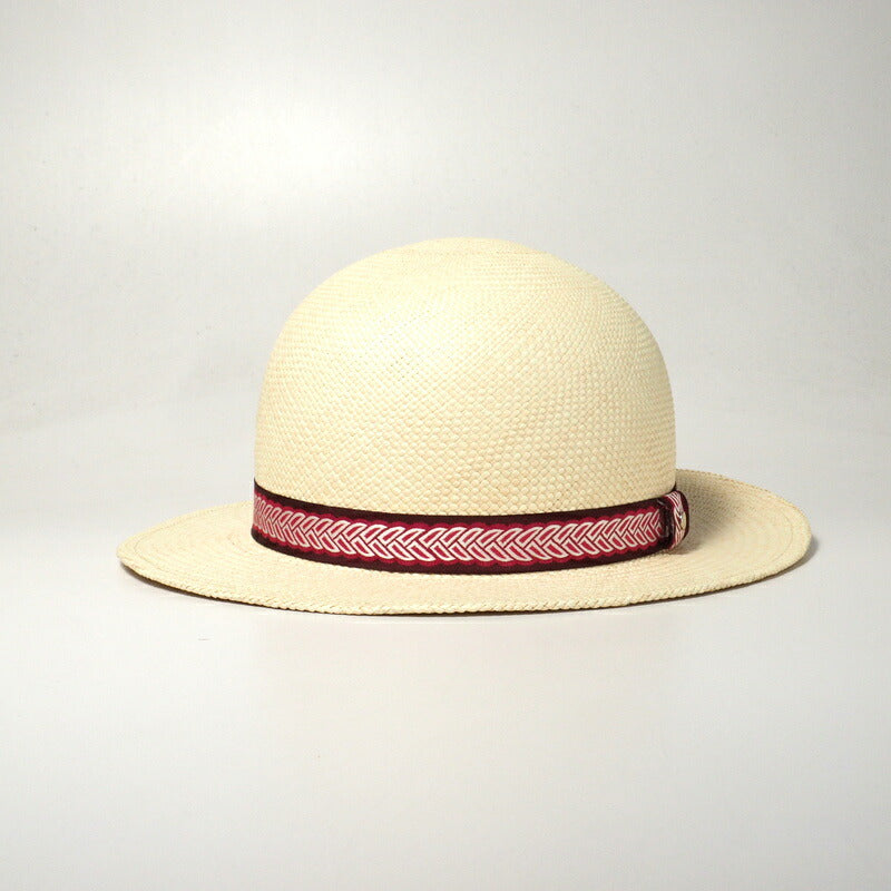 HERMES hat 2932 Material Type: Straw Light beige/Bordeaux Greta Women 58