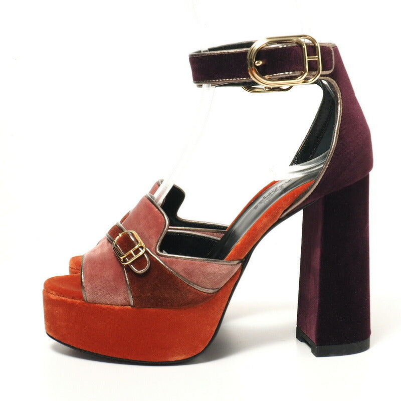 HERMES Sandals 192224Z Velor Orange, pink, brown, purple Women 35.5