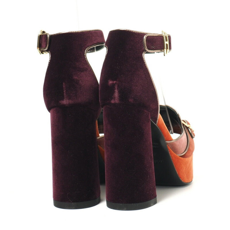 HERMES Sandals 192224Z Velor Orange, pink, brown, purple Women 35.5