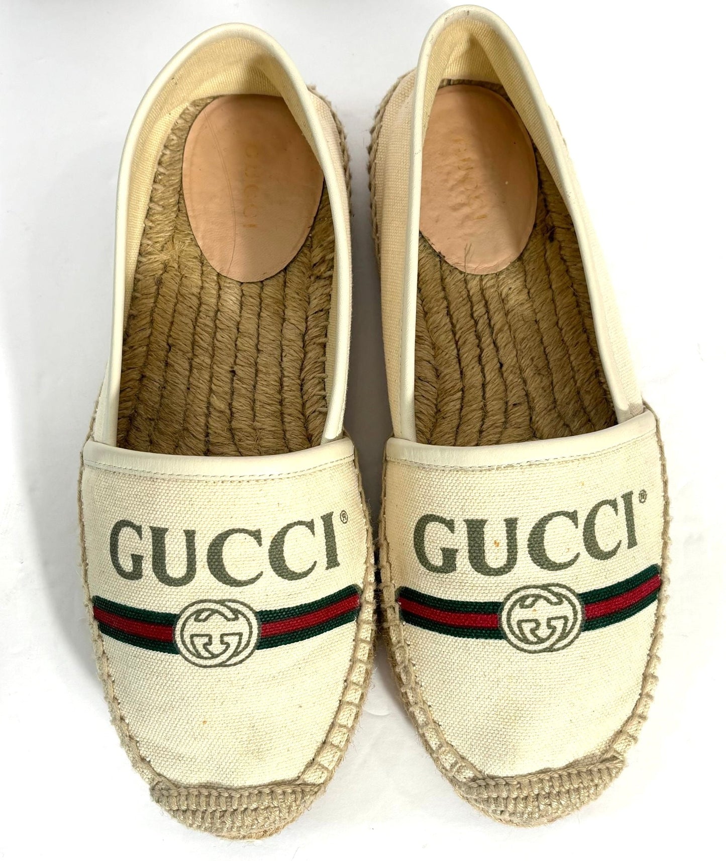 GUCCI LOGO PRINTED CANVAS ESPADRILLES
