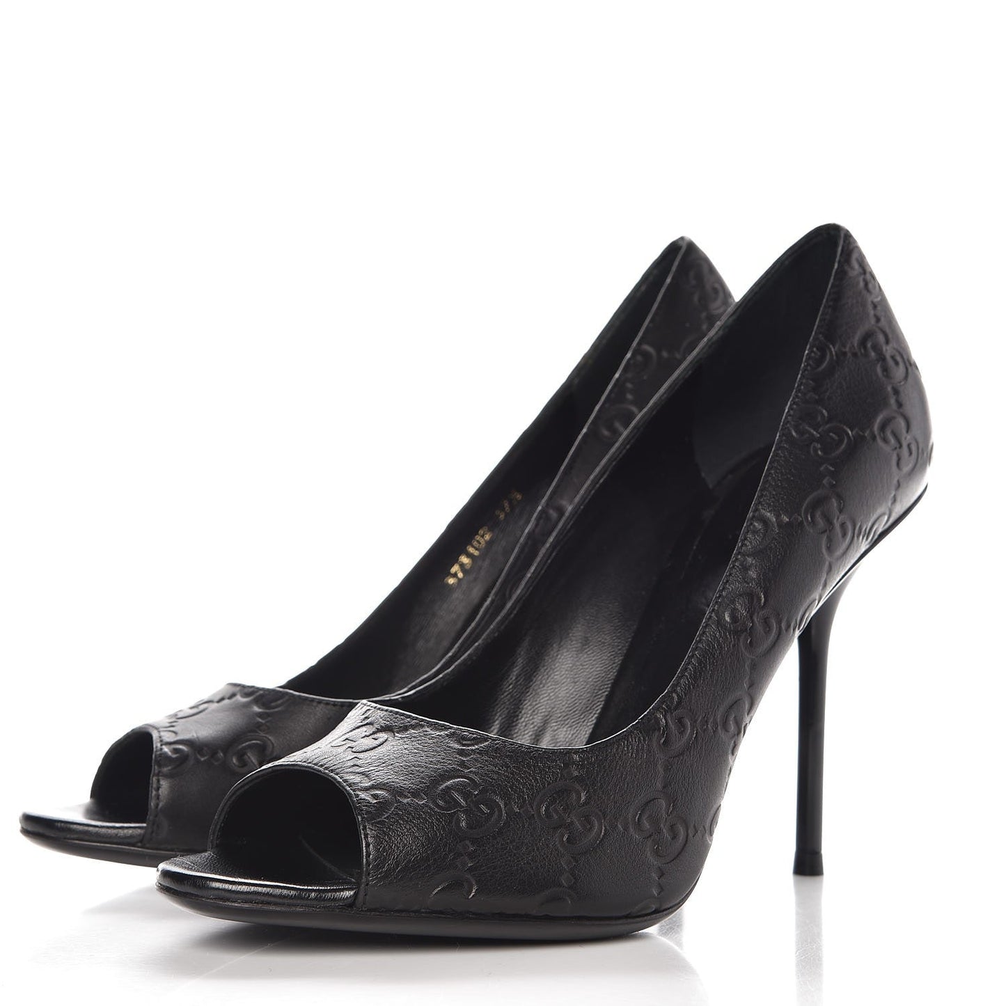 GUCCI GUCCISSIMA EMBOSSED LEATHER PEEP-TOE PUMPS