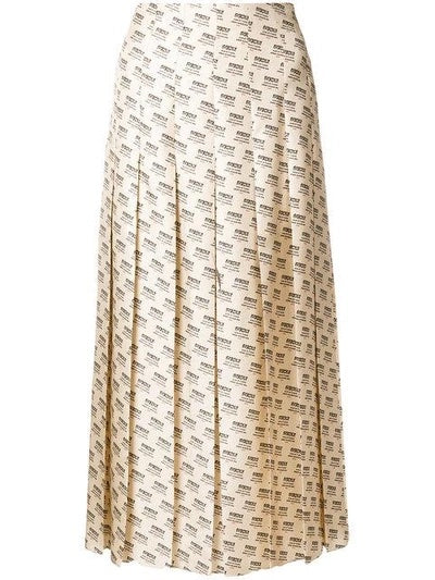 GUCCI INVITE STAMP PRINT SILK PLEATED MIDI SKIRT
