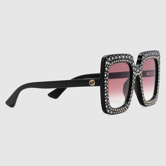 GUCCI OVERSIZED GG0148S 005 CRYSTAL SUNGLASSES