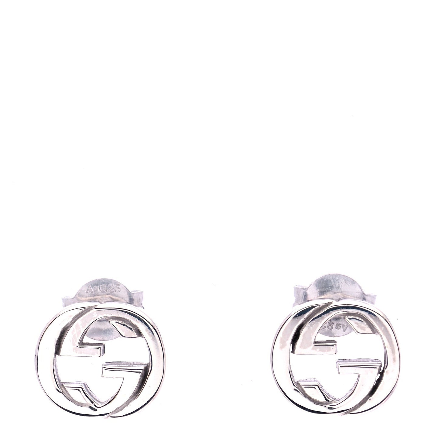 GUCCI INTERLOCKING GG STERLING SILVER STUD EARRINGS