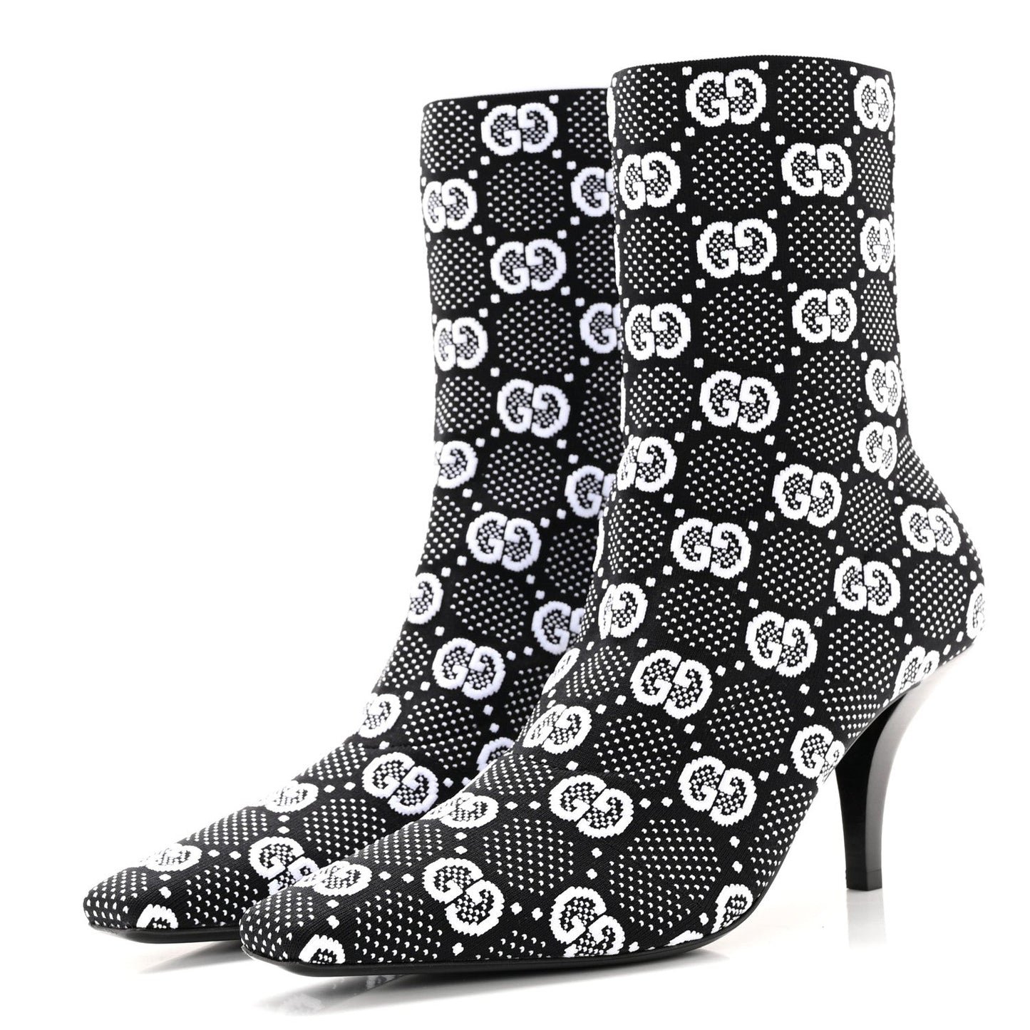 GUCCI TECHNICAL JERSEY KNIT GG MONOGRAM ANKLE BOOTS