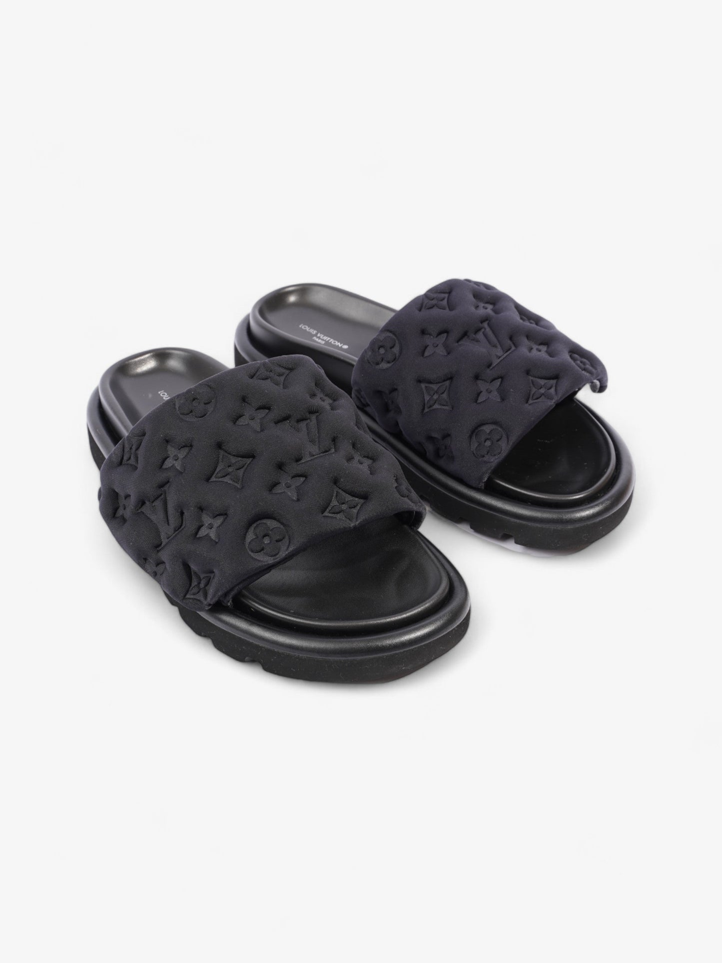 Louis Vuitton Pool Slides Black Neoprene EU 38 UK 5