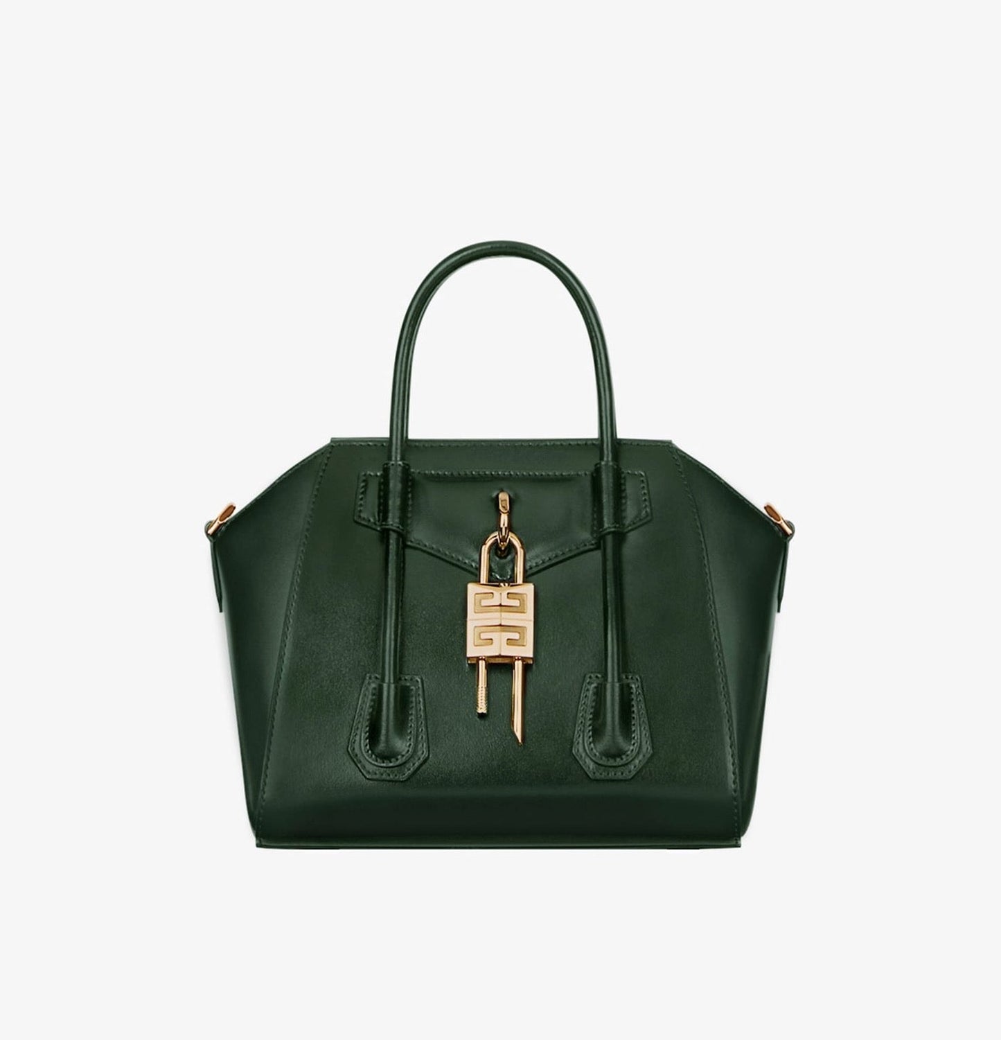Givenchy Mini Antigona Lock Bag in Green Forest Box Leather