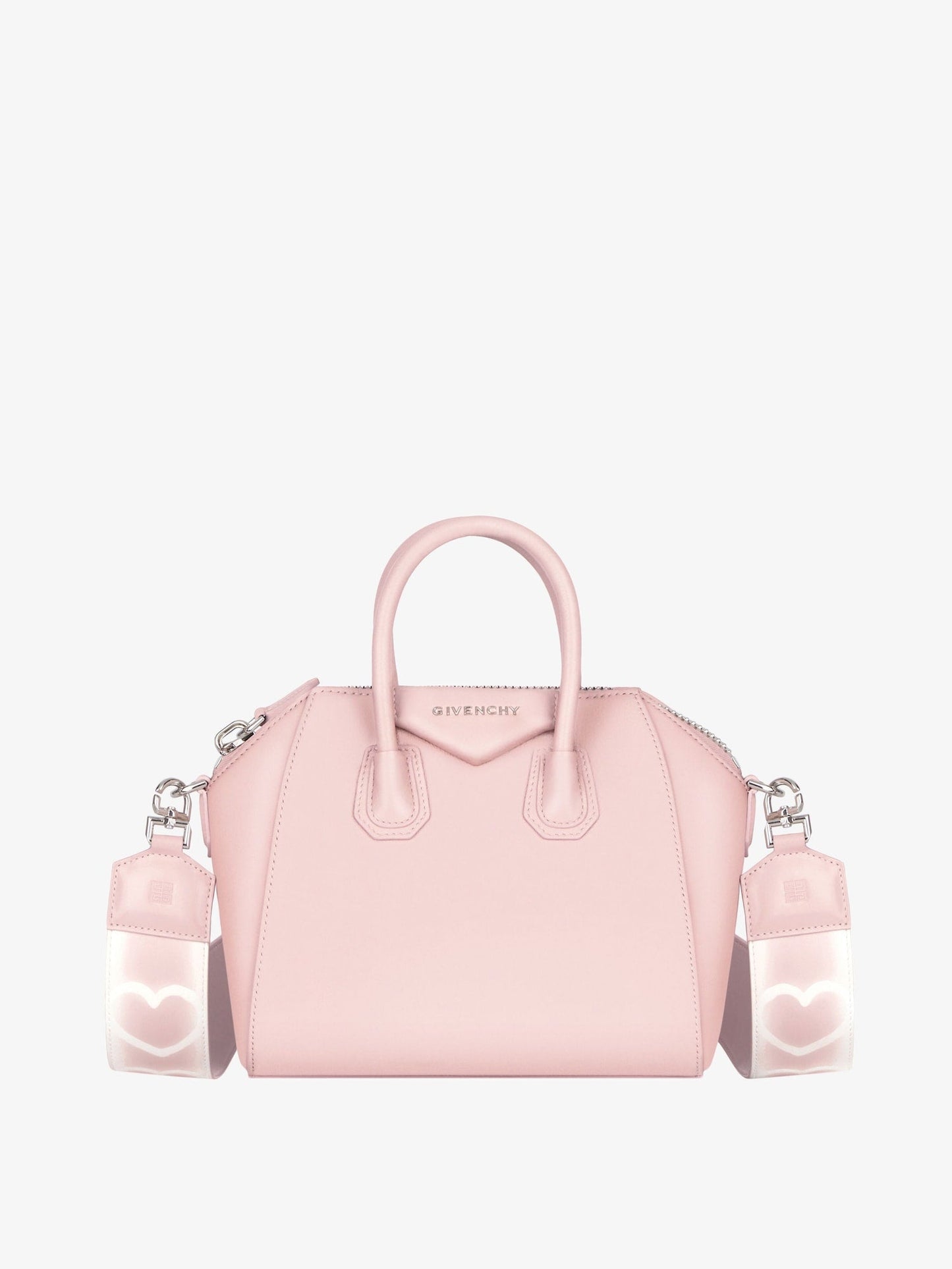 Givenchy Small Antigona Bag in Blush Pink Leather with Tag effect Heart Print