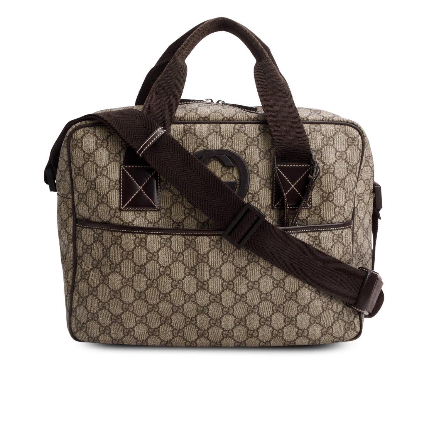 Gucci Brown GG Plus Monogram Interlocking G Briefcase