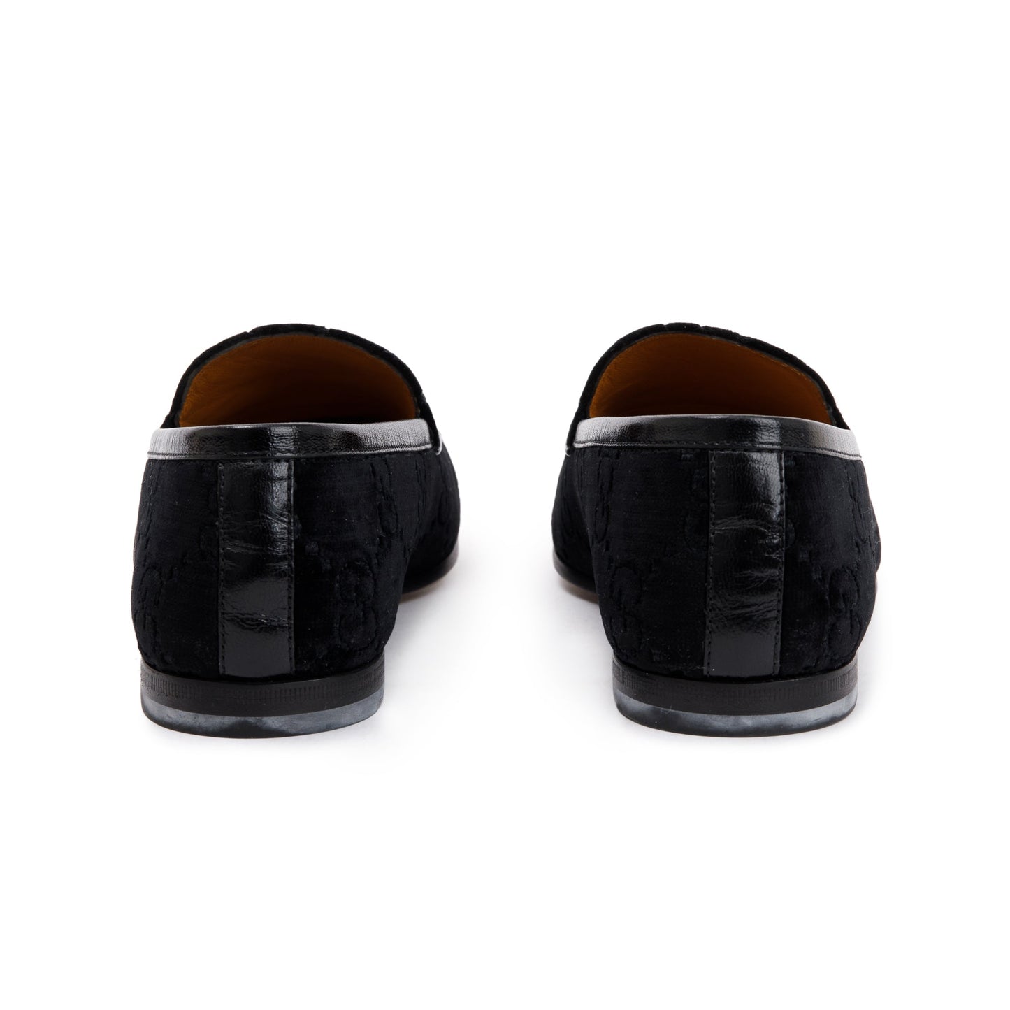 Gucci 2020 Black GG Velvet Jordaan Horsebit Accent Loafers, Size 6.5