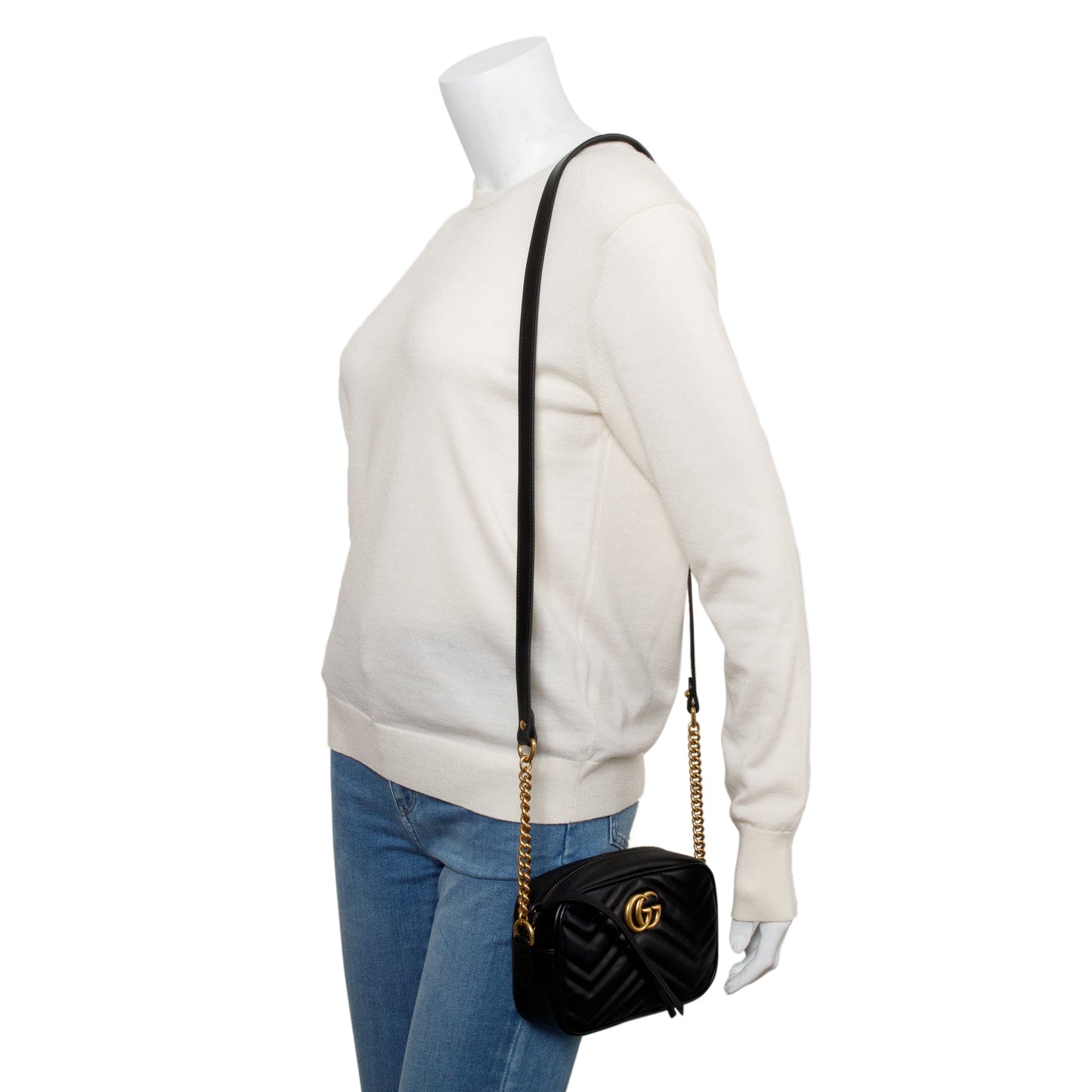 Gucci 2021 Black GG Marmont Matelasse Mini Shoulder Bag