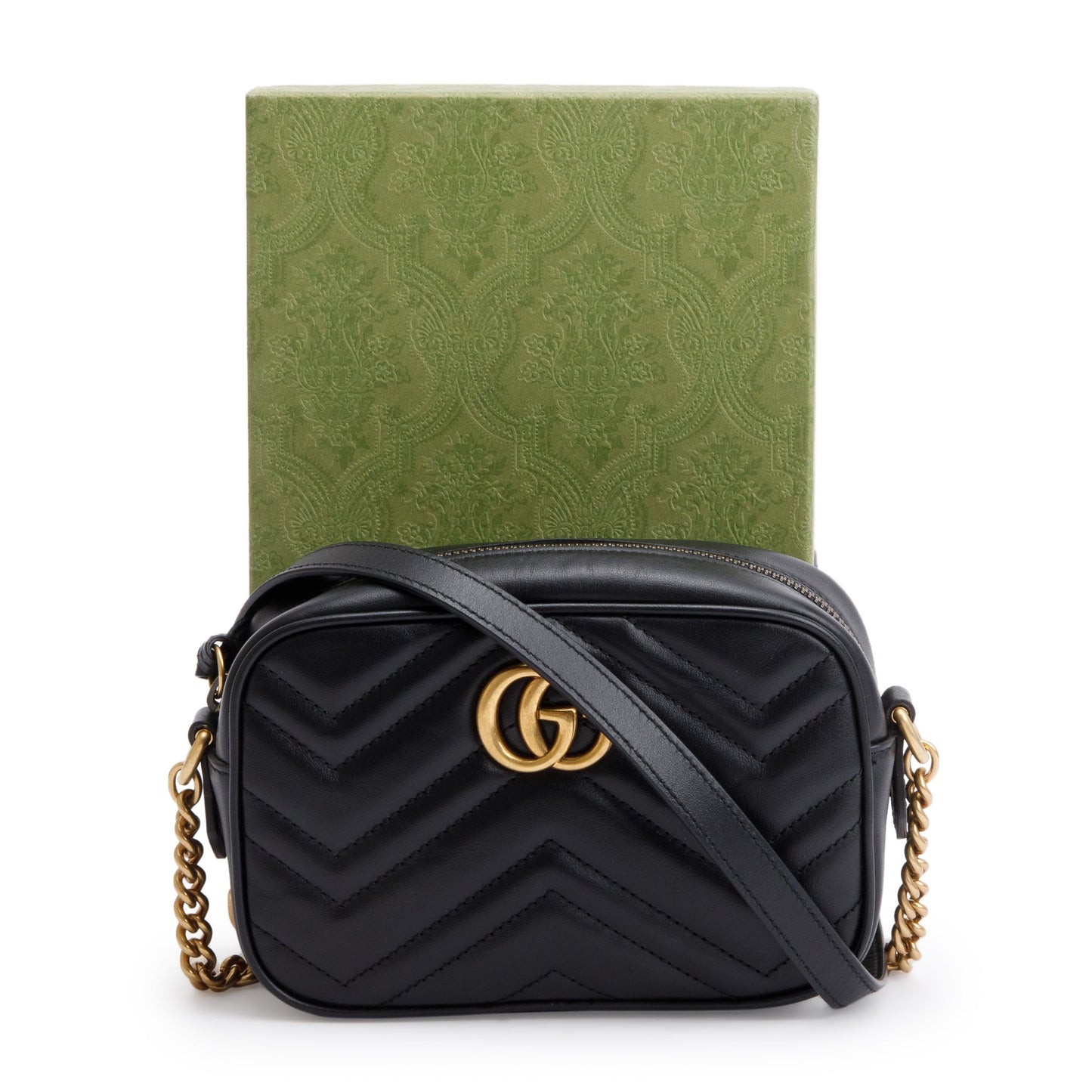 Gucci 2021 Black GG Marmont Matelasse Mini Shoulder Bag