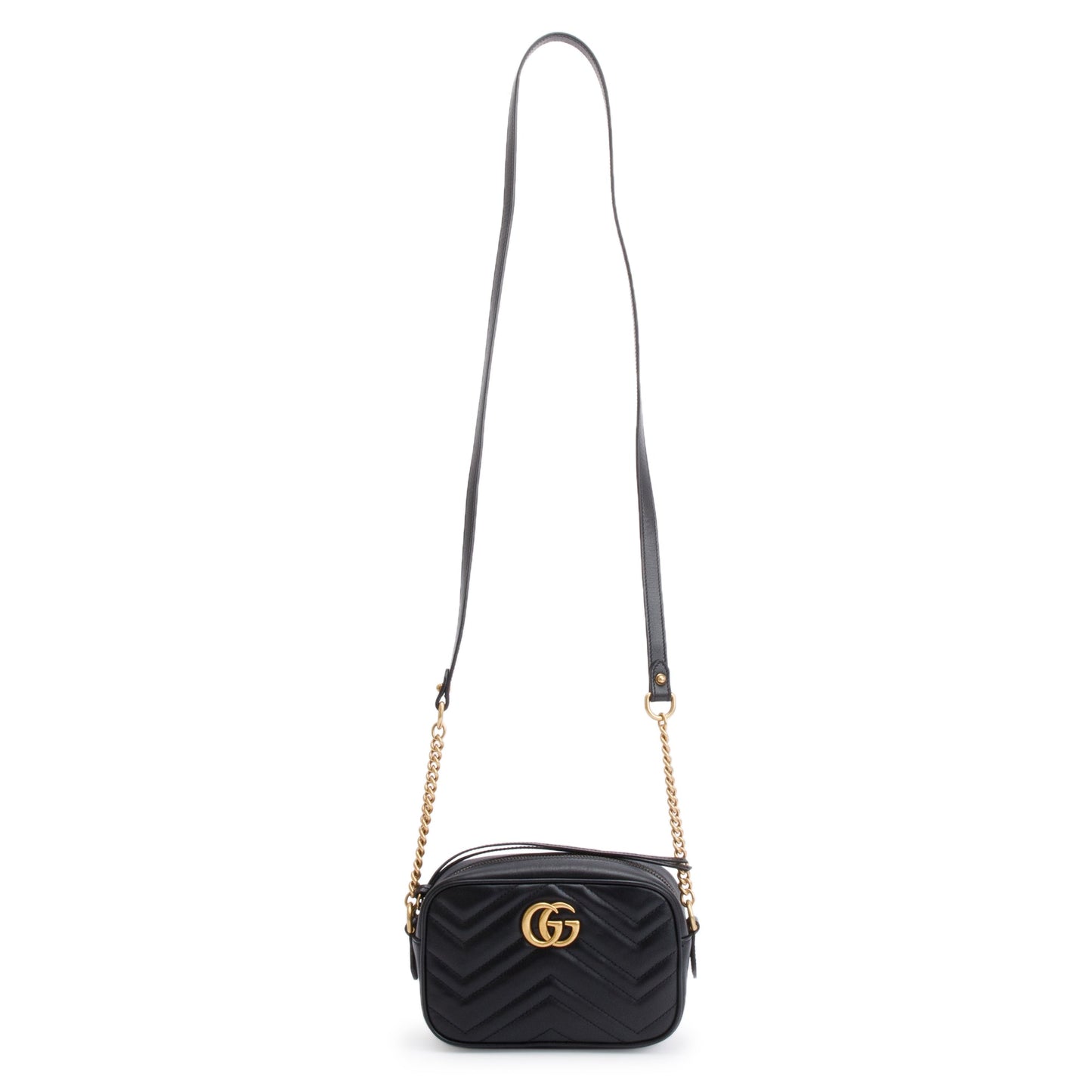 Gucci 2021 Black GG Marmont Matelasse Mini Shoulder Bag