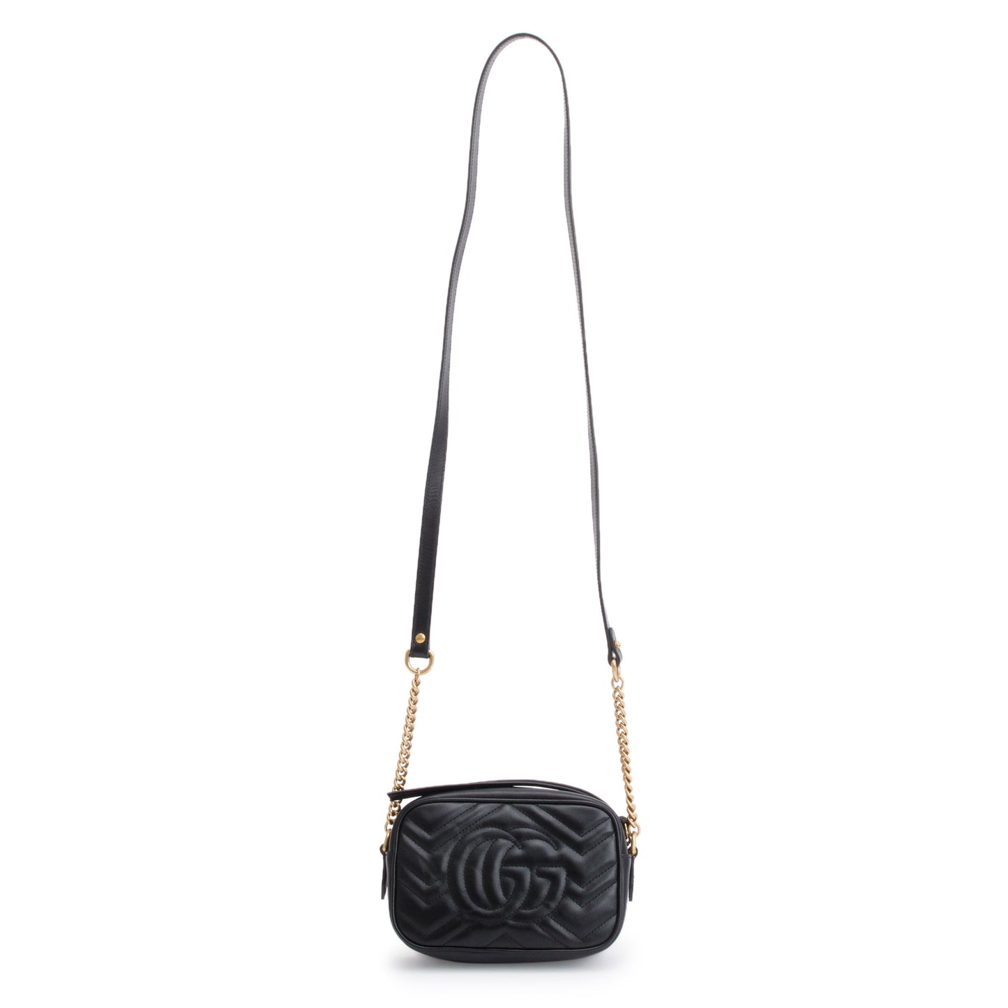 Gucci 2021 Black GG Marmont Matelasse Mini Shoulder Bag