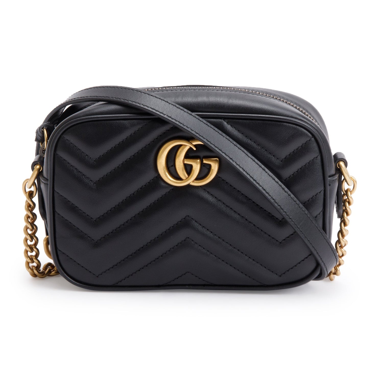 Gucci 2021 Black GG Marmont Matelasse Mini Shoulder Bag