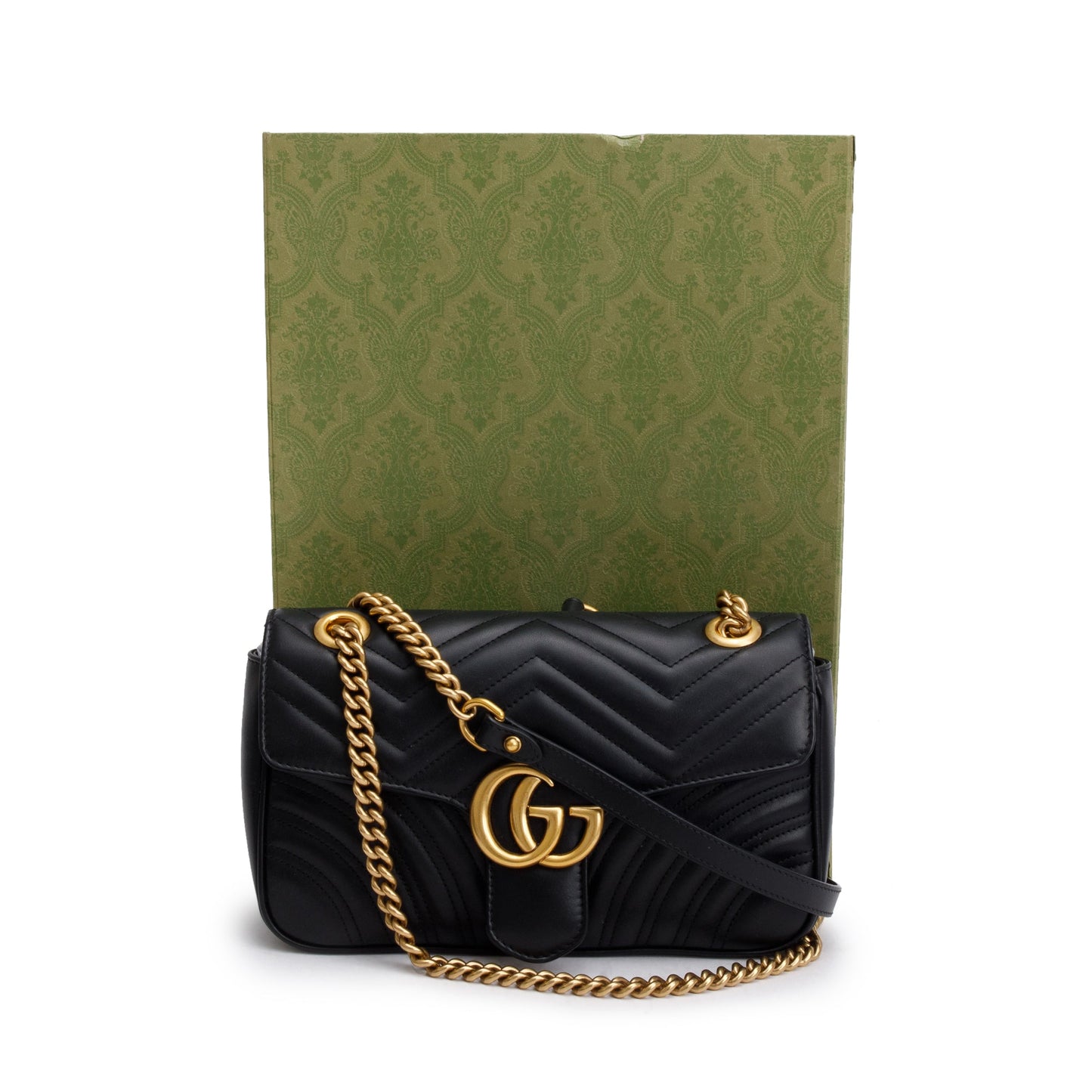Gucci 2021 Black GG Marmont Matelasse Small Shoulder Bag