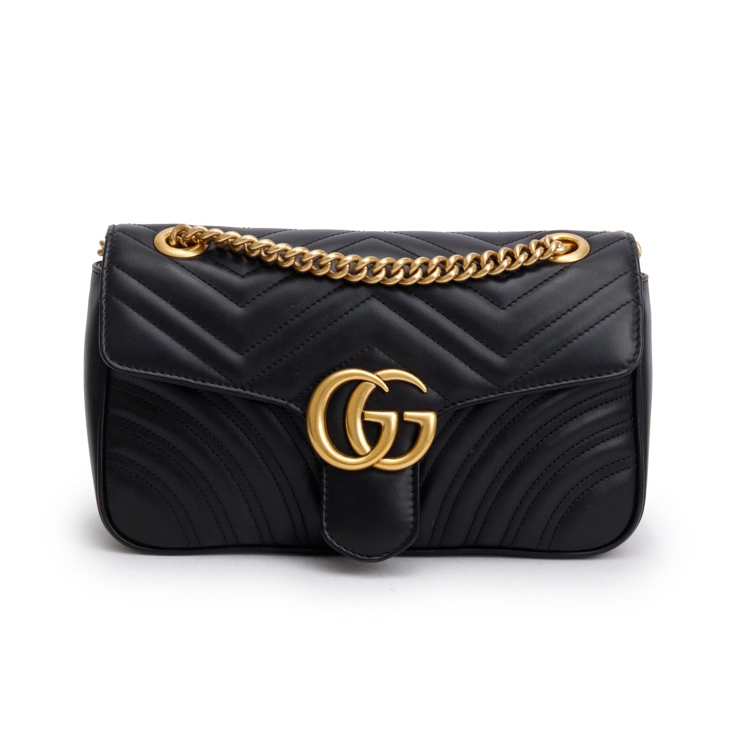 Gucci 2021 Black GG Marmont Matelasse Small Shoulder Bag