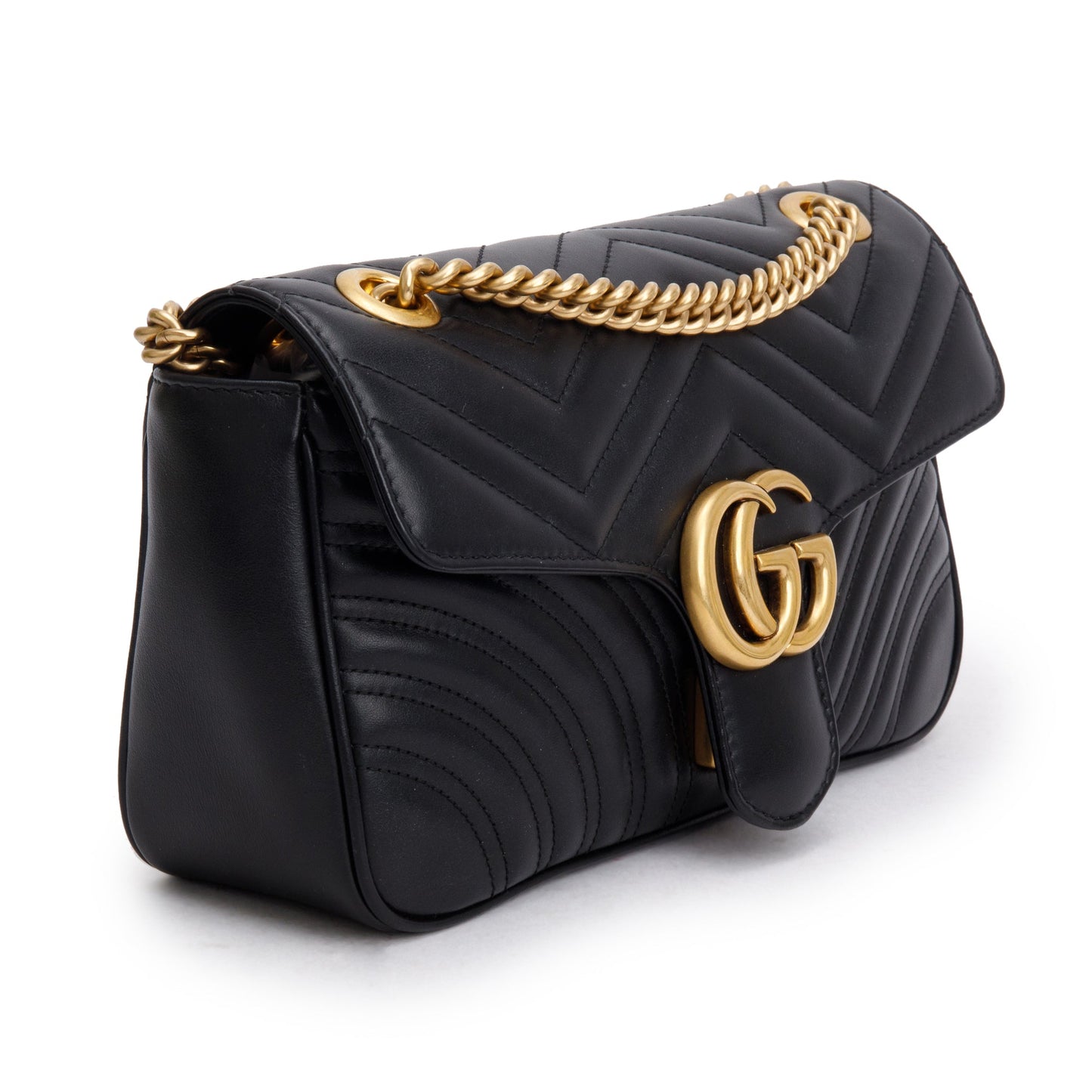 Gucci 2021 Black GG Marmont Matelasse Small Shoulder Bag