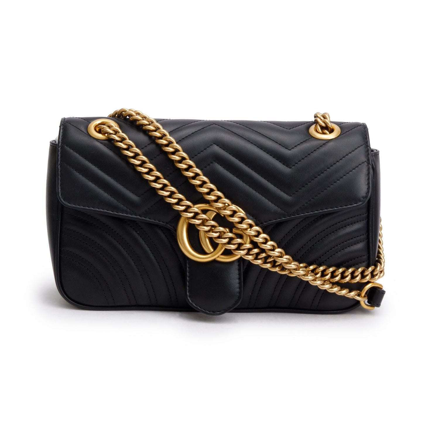 Gucci 2021 Black GG Marmont Matelasse Small Shoulder Bag