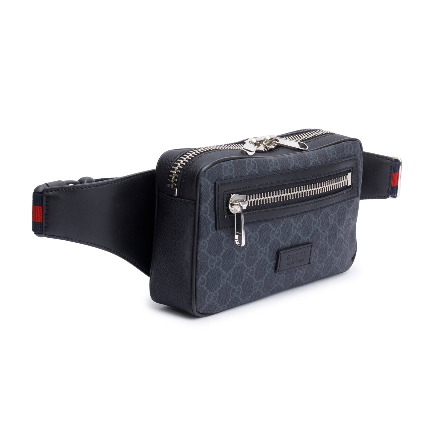 Gucci 2021 Black GG Supreme Belt Bag with Zip Pocket