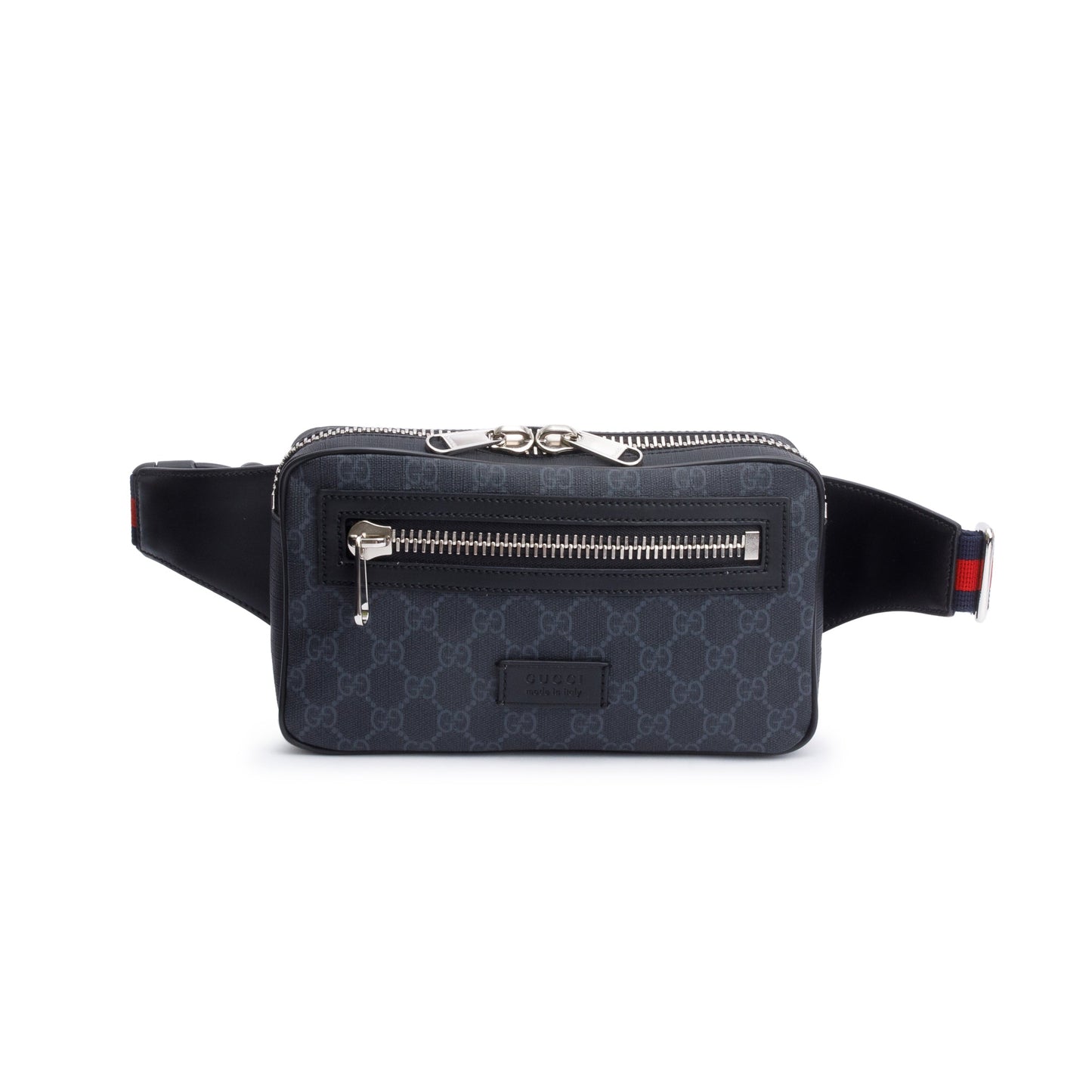 Gucci 2021 Black GG Supreme Belt Bag with Zip Pocket