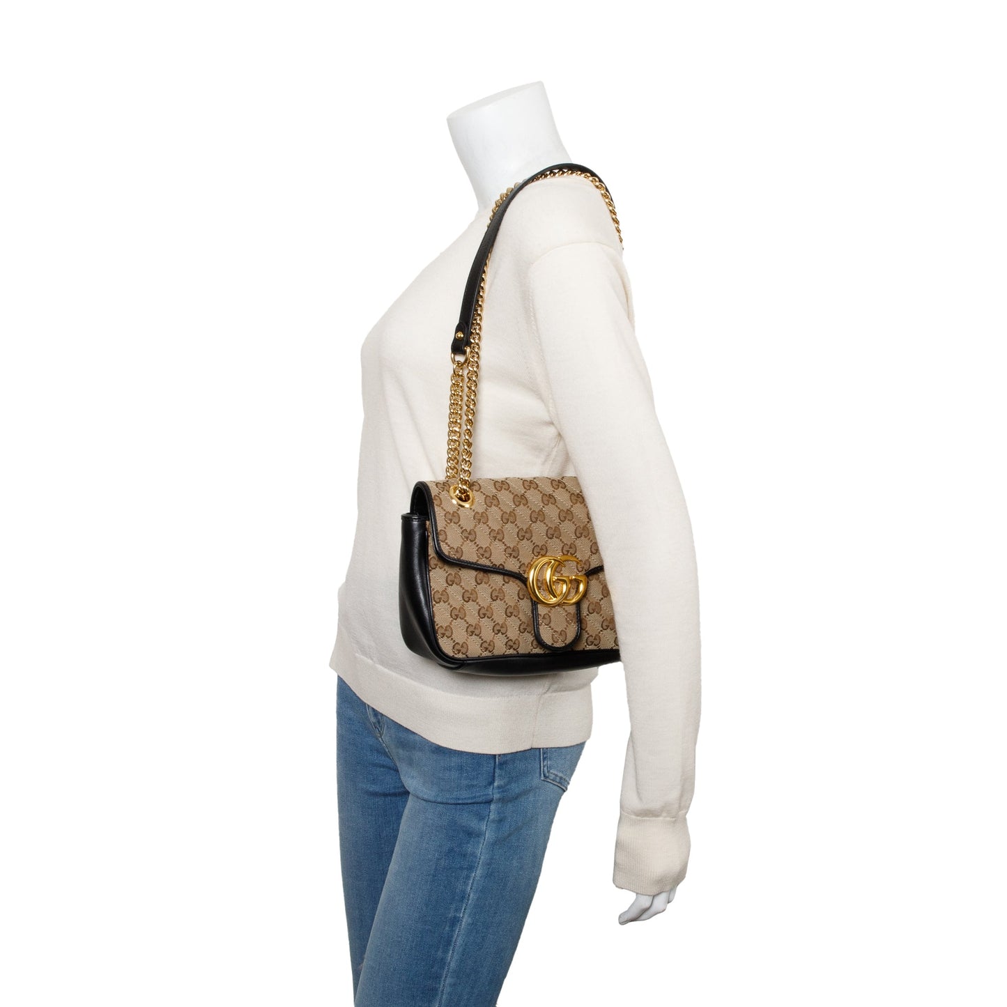 Gucci 2021 GG Canvas Marmont Small Shoulder Bag
