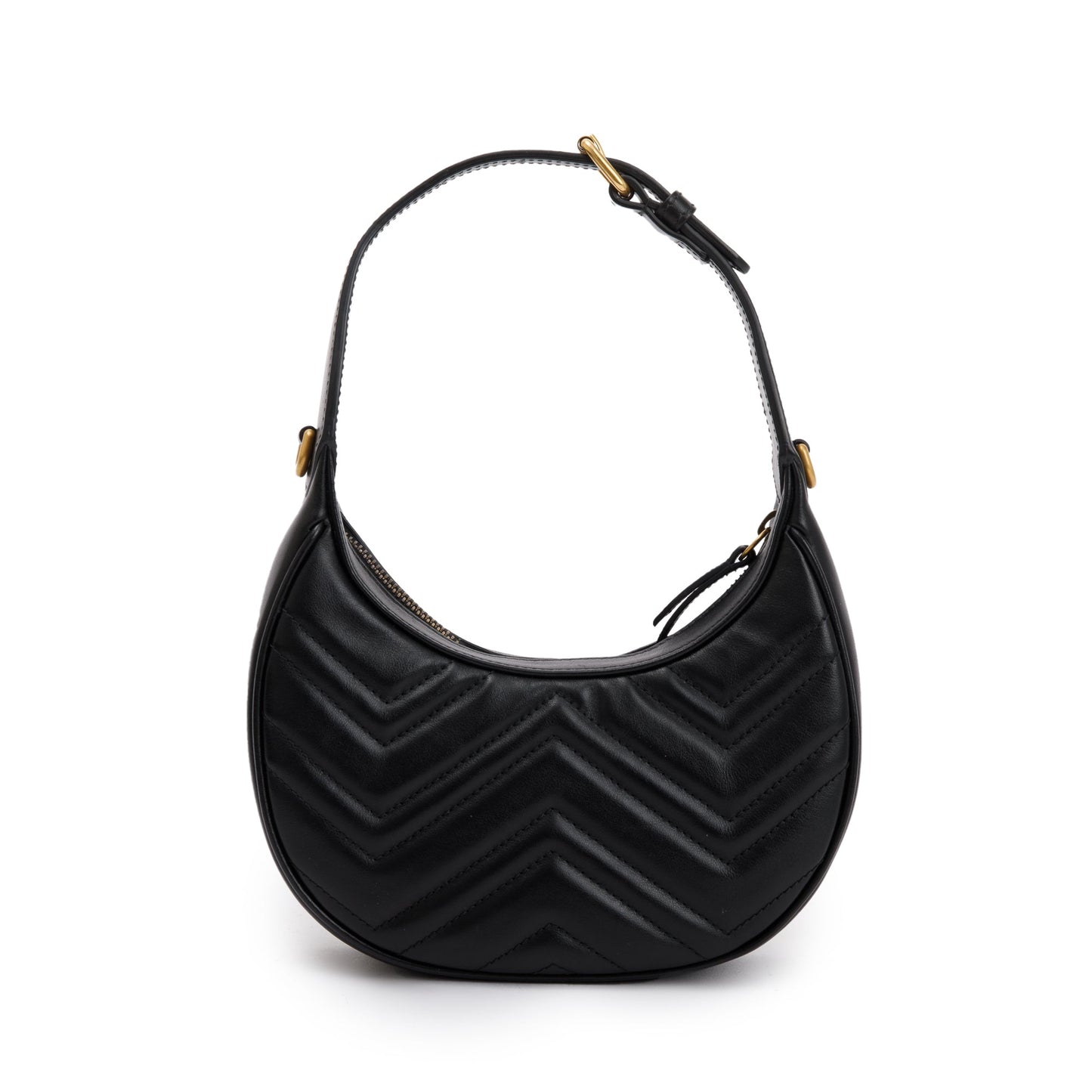 Gucci 2022 Black GG Marmont Half-Moon Shaped Mini Bag