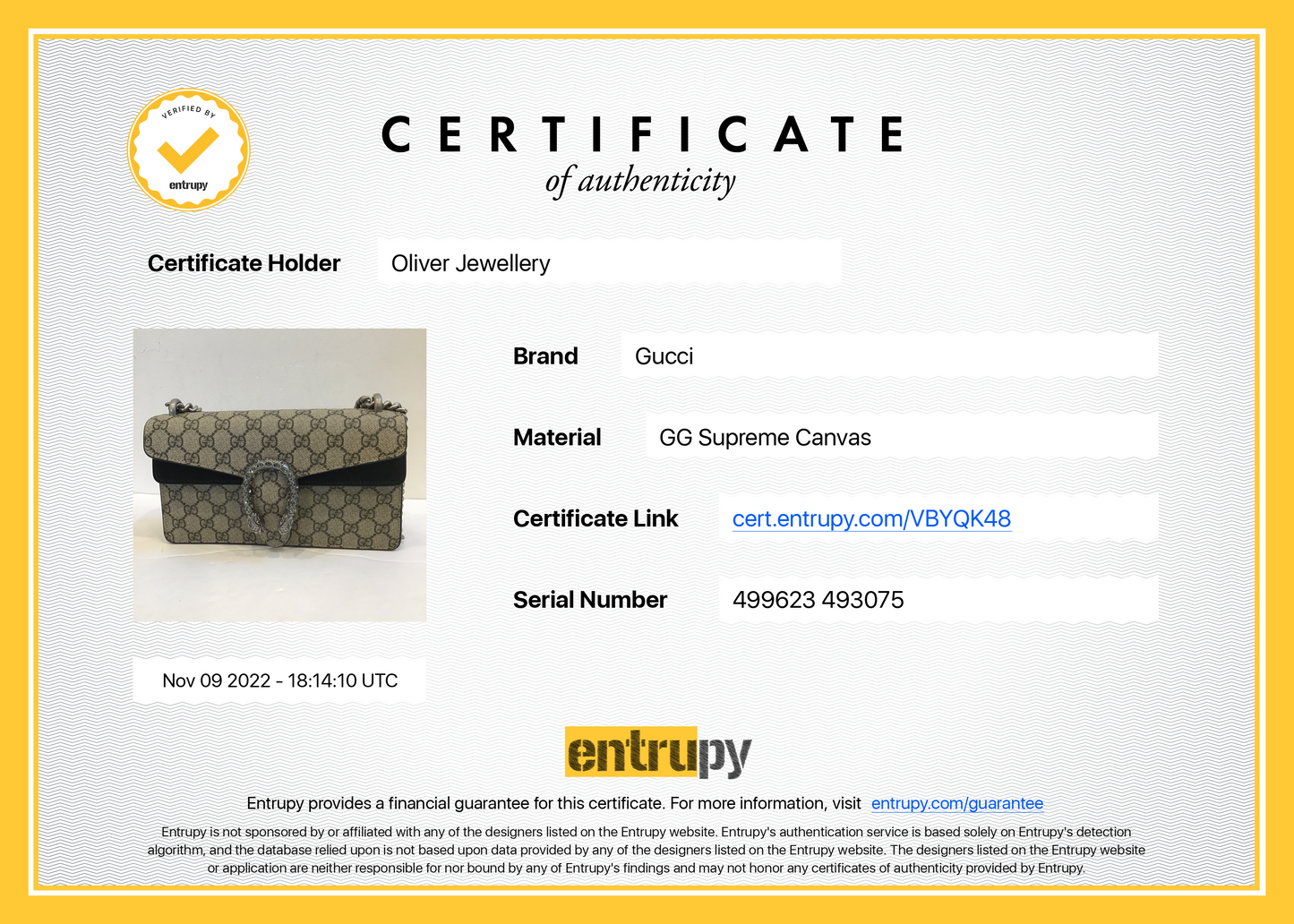 Gucci 2022 GG Supreme Dionysus Small Shoulder Bag