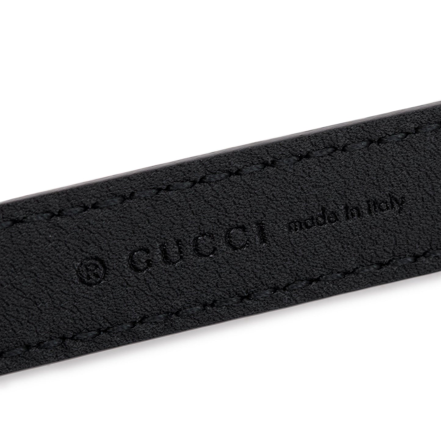 Gucci 2023 Black Leather Thin Belt with Interlocking G Buckle, 90 36