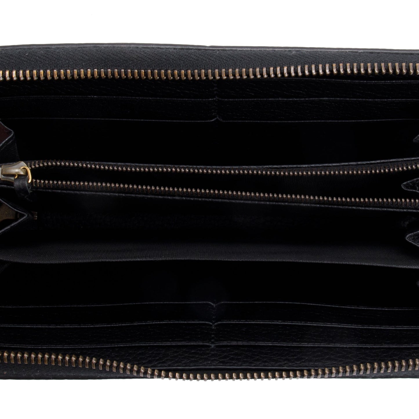 Gucci 2023 Black Leather Zip Around Wallet With Bamboo