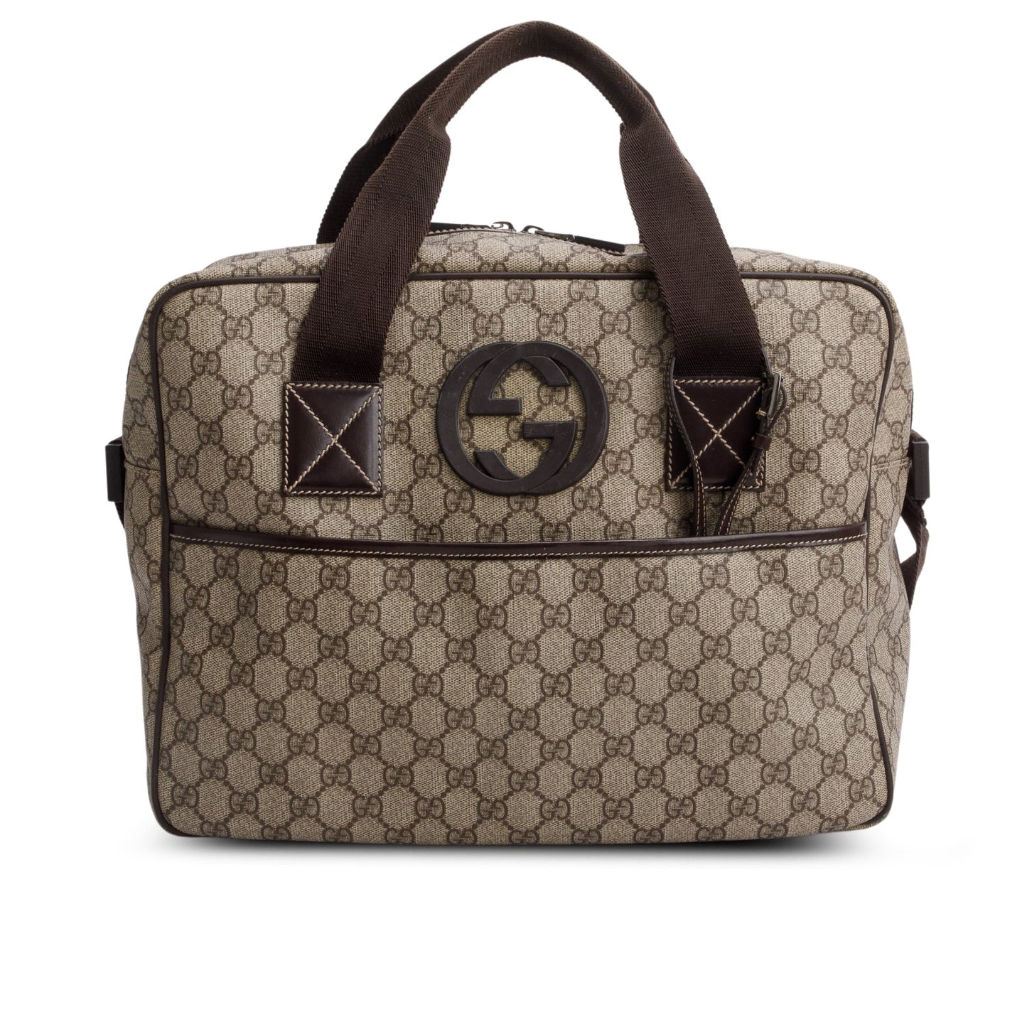 Gucci Brown GG Plus Monogram Interlocking G Briefcase