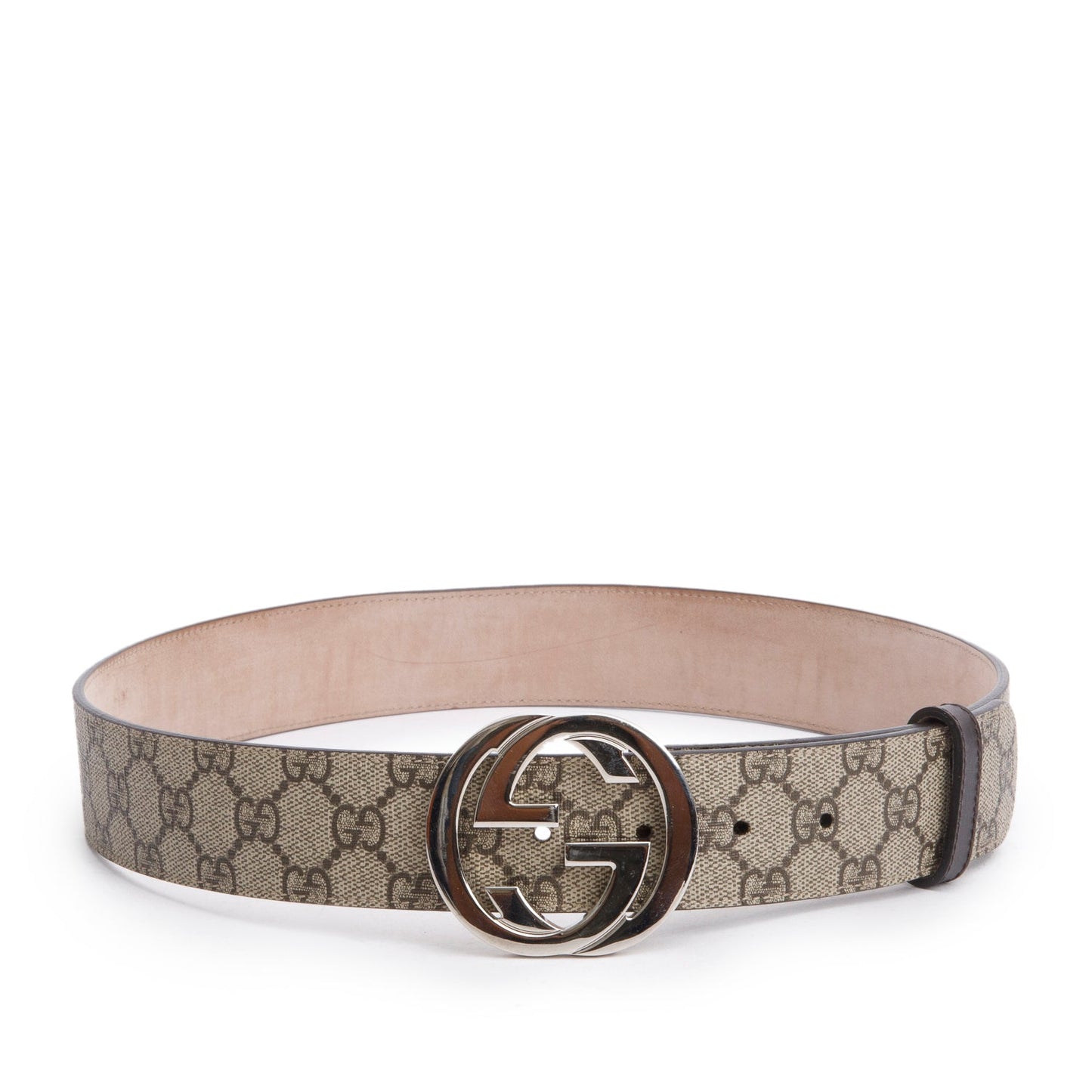 Gucci Beige GG Supreme Canvas Interlocking G Belt 85 34