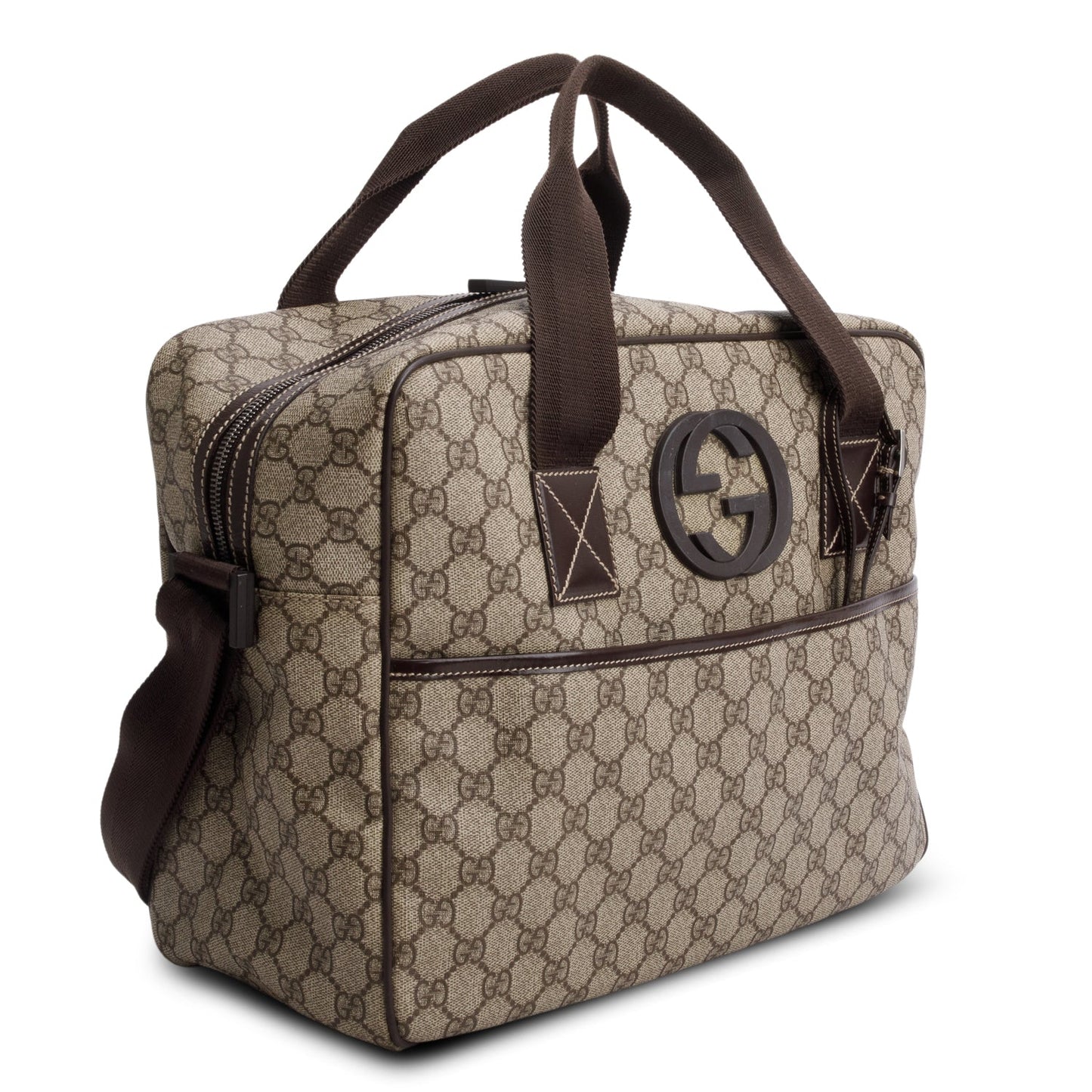 Gucci Brown GG Plus Monogram Interlocking G Briefcase