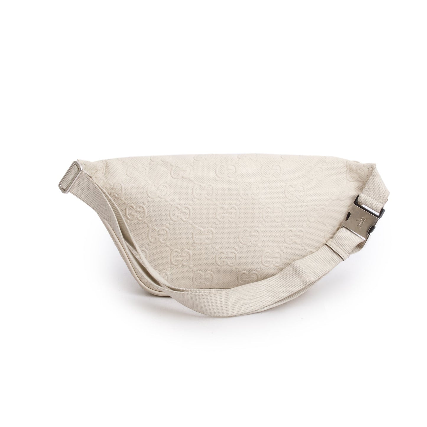 Gucci White Calfskin GG Tennis Embossed Belt Bag