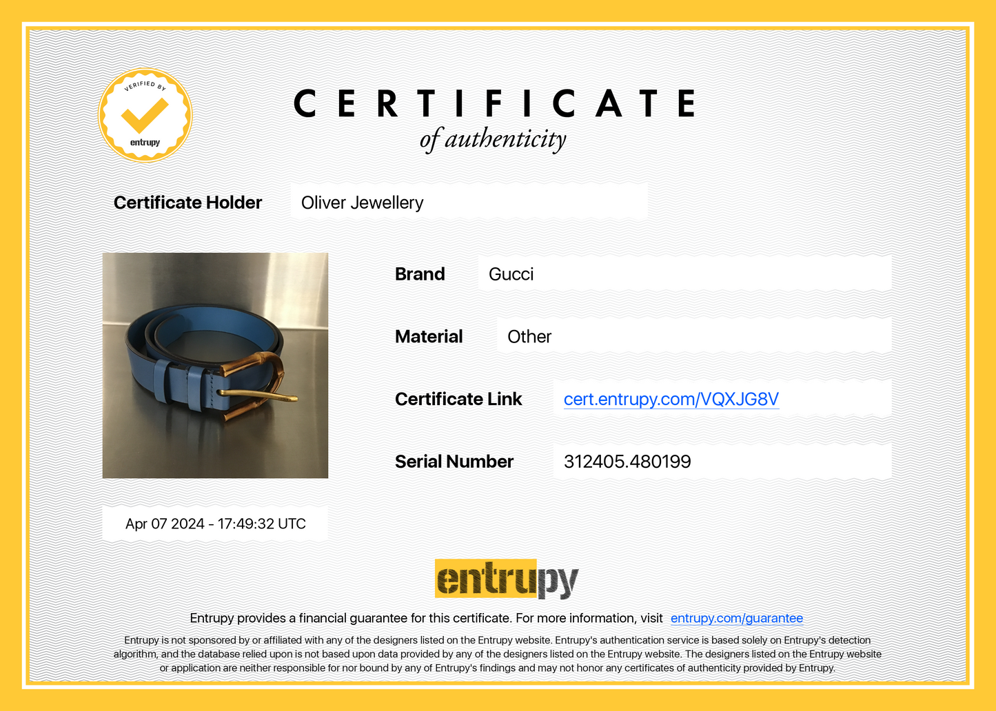 Gucci Bamboo Buckle Blue Leather Belt 85 34