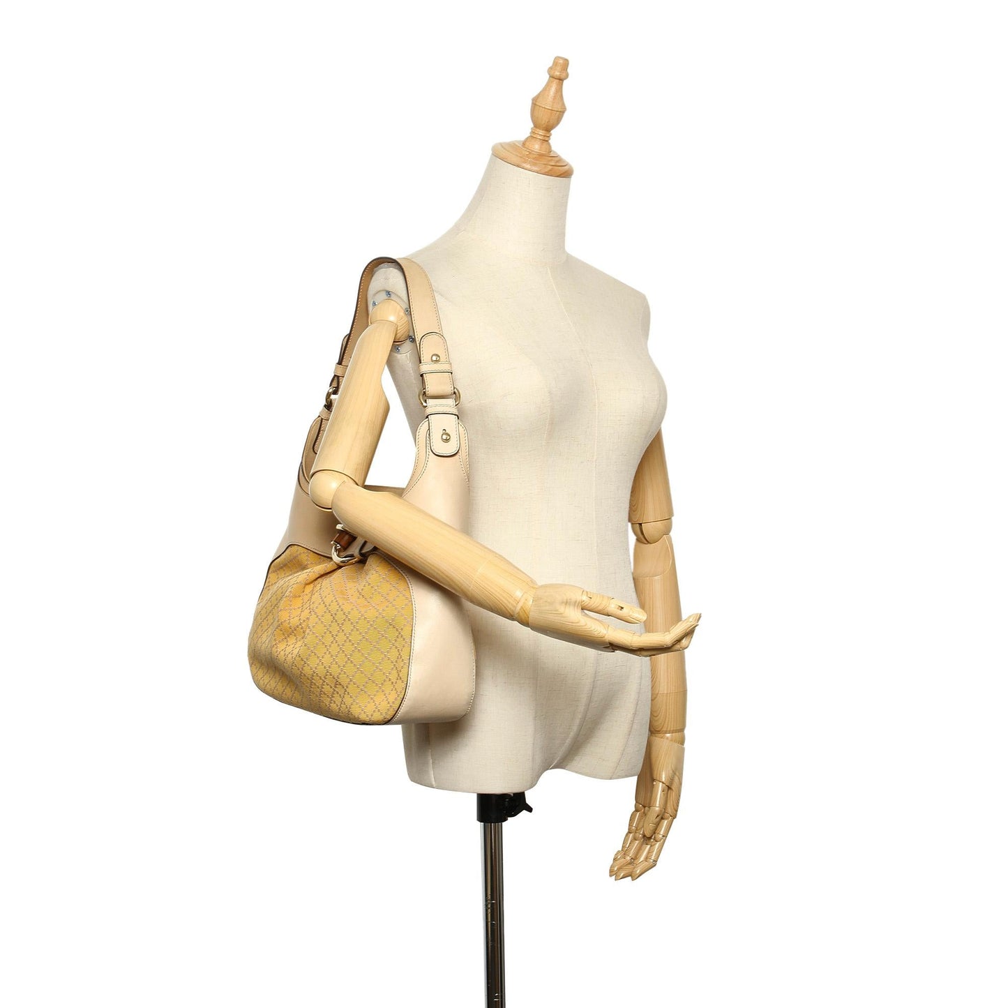 Gucci Bamboo Diamante Canvas Shoulder Bag (SHG-15629)