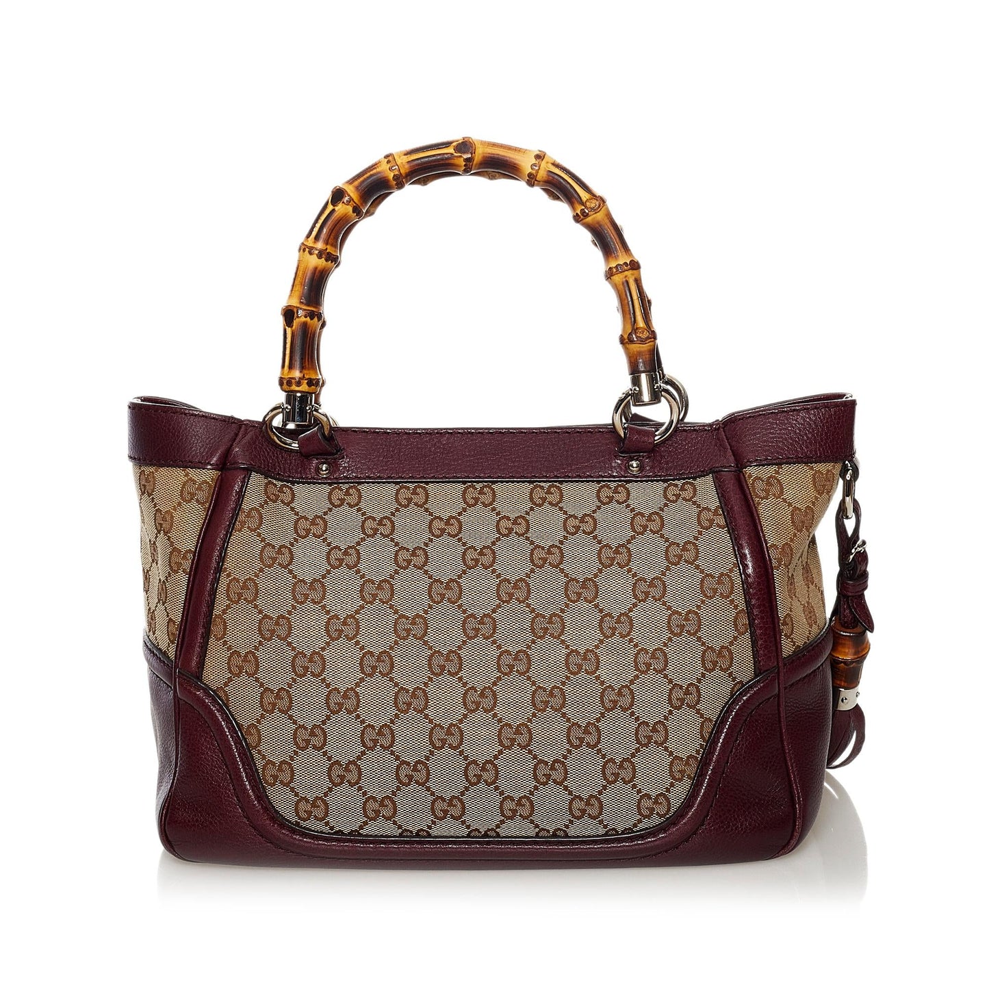 Gucci Bamboo GG Canvas Tassel Tote Bag (SHG-34793)