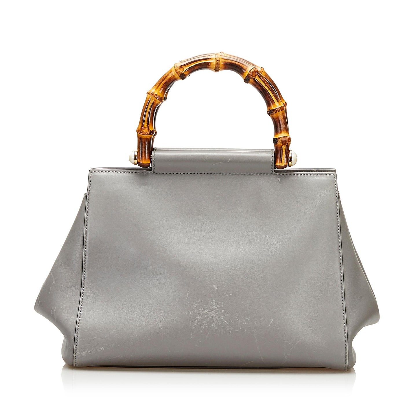 Gucci Bamboo Nymphaea Leather Satchel (SHG-35575)