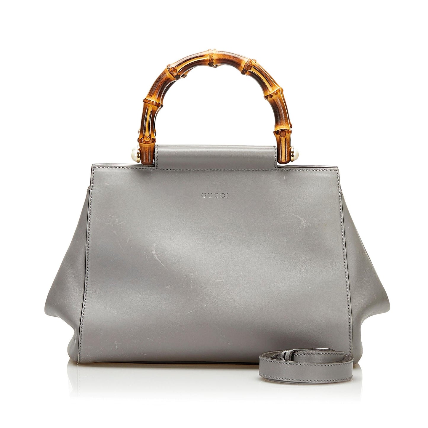Gucci Bamboo Nymphaea Leather Satchel (SHG-35575)