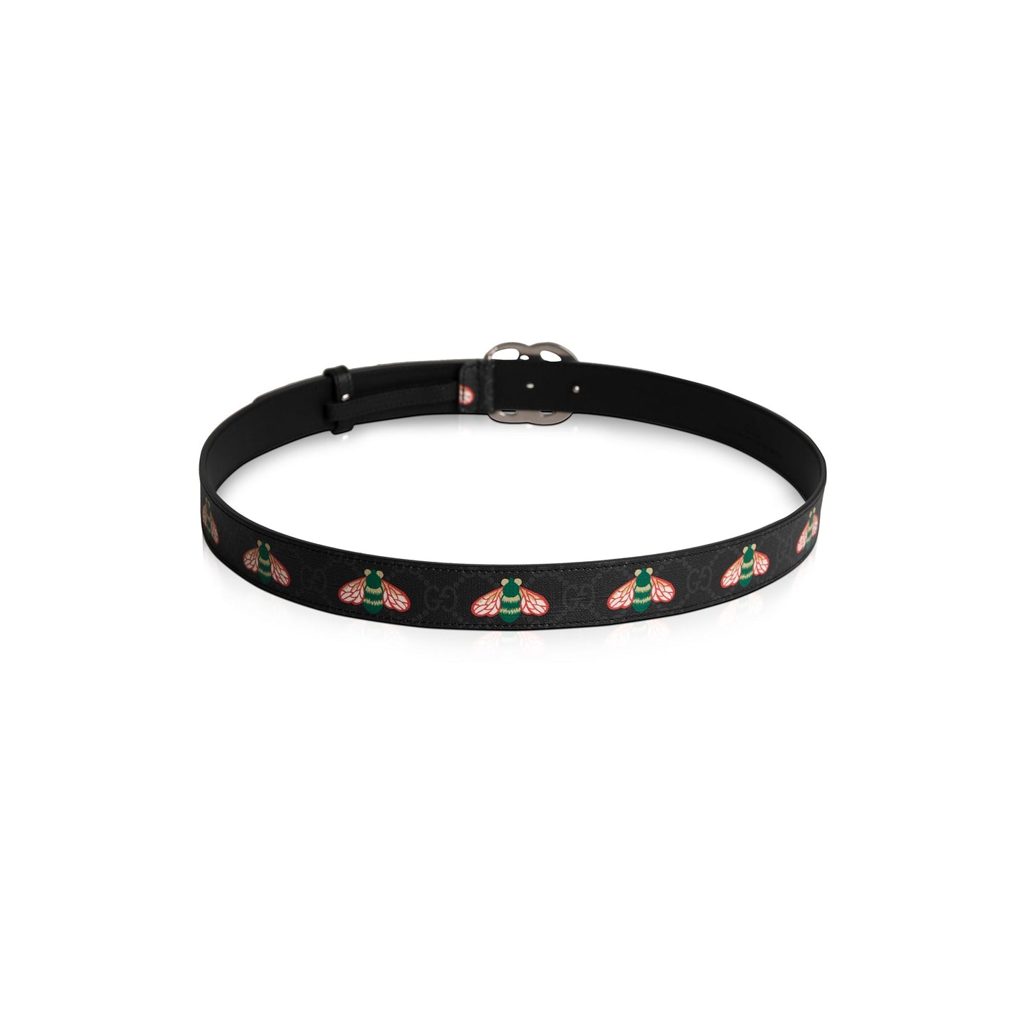 Gucci Bee Accent GG Supreme Thin Belt with Double G Buckle