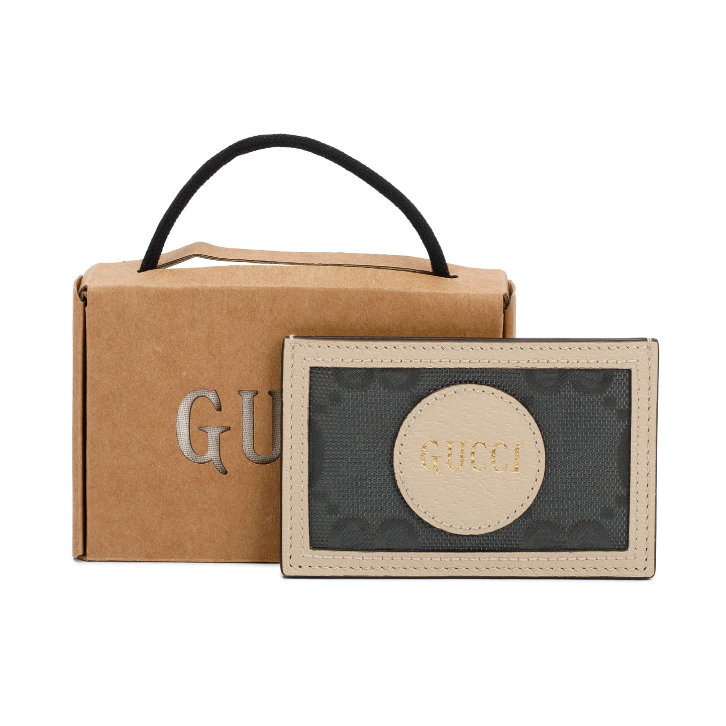 Gucci Beige Calfskin Grey Econyl Off The Grid Card Holder