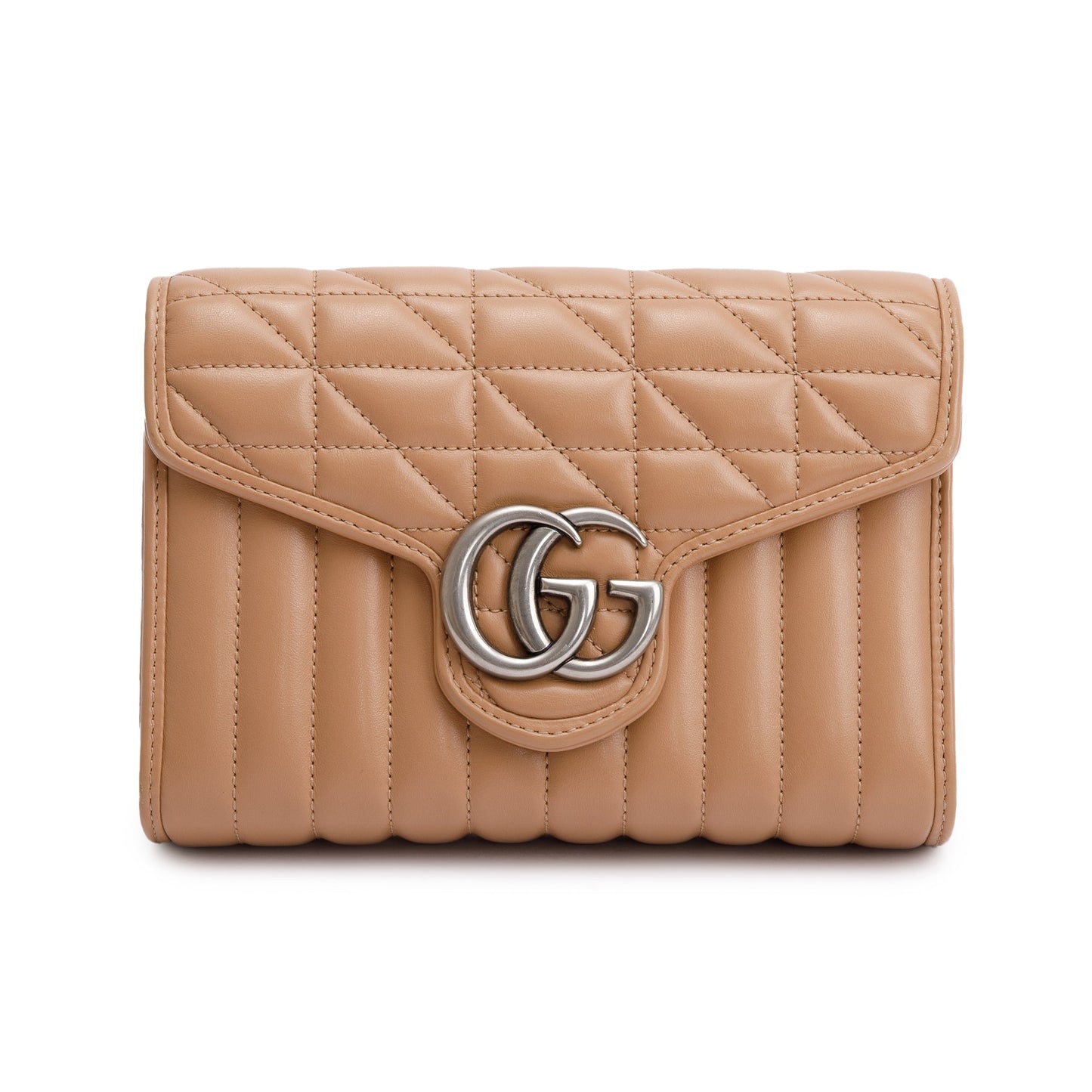 Gucci Beige Calfskin Leather GG Marmont Matelasse Mini Bag