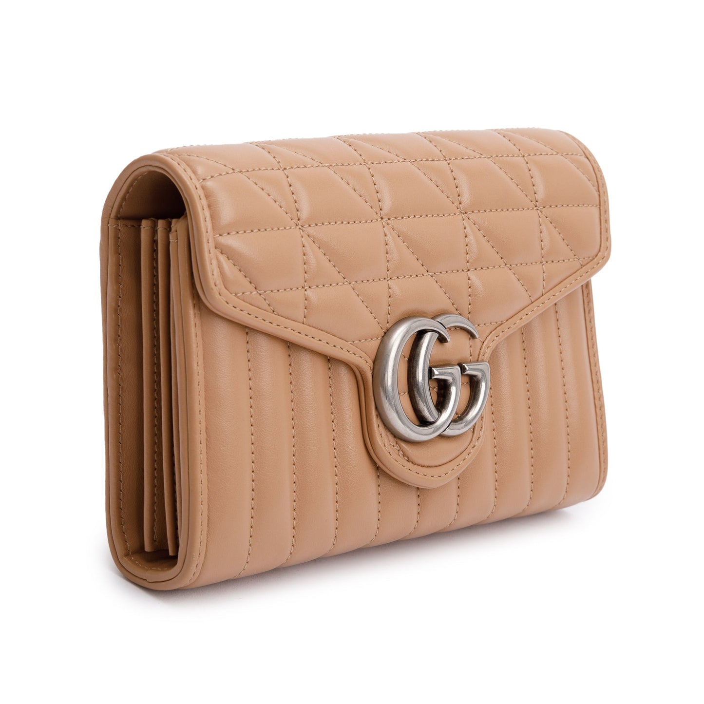 Gucci Beige Calfskin Leather GG Marmont Matelasse Mini Bag