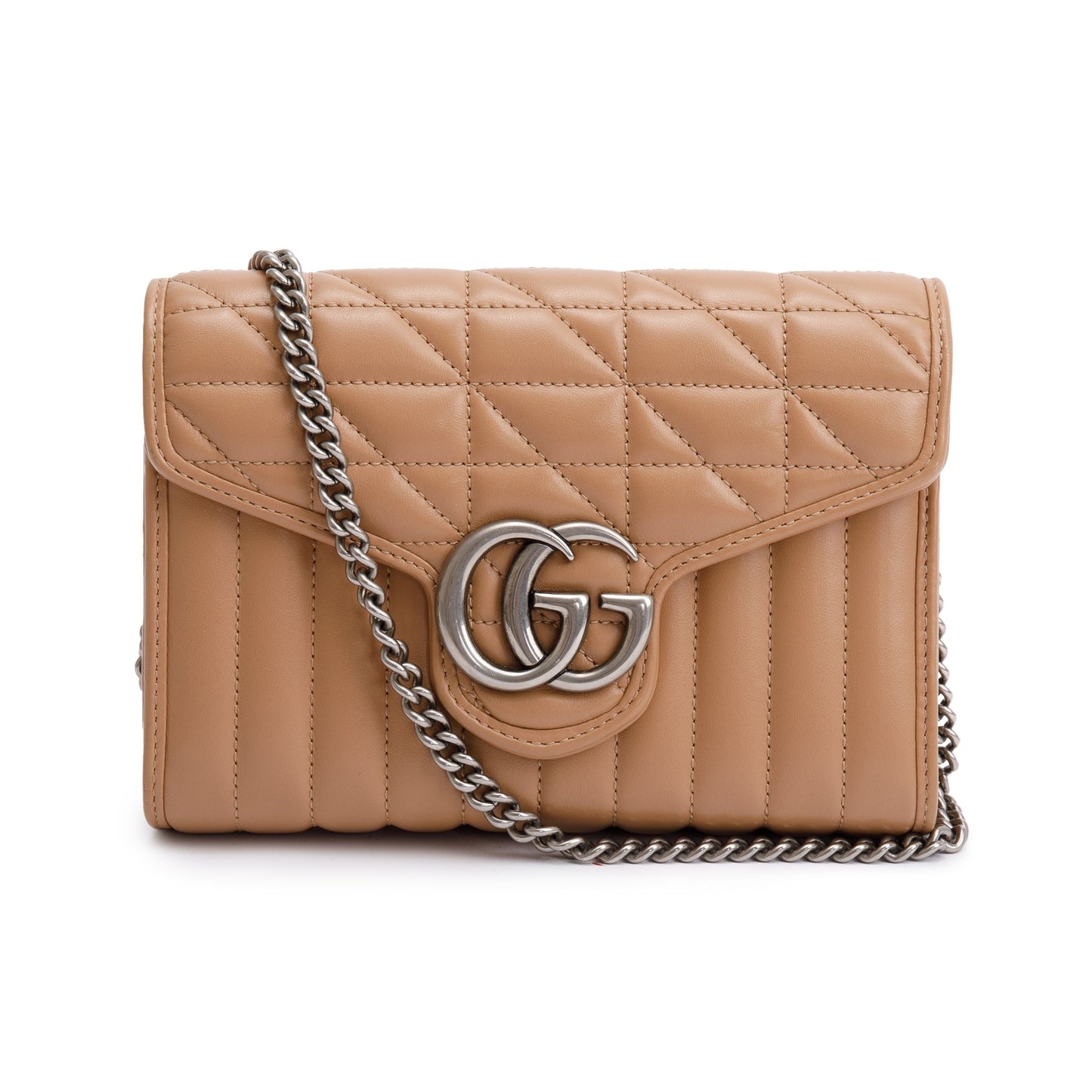 Gucci Beige Calfskin Leather GG Marmont Matelasse Mini Bag