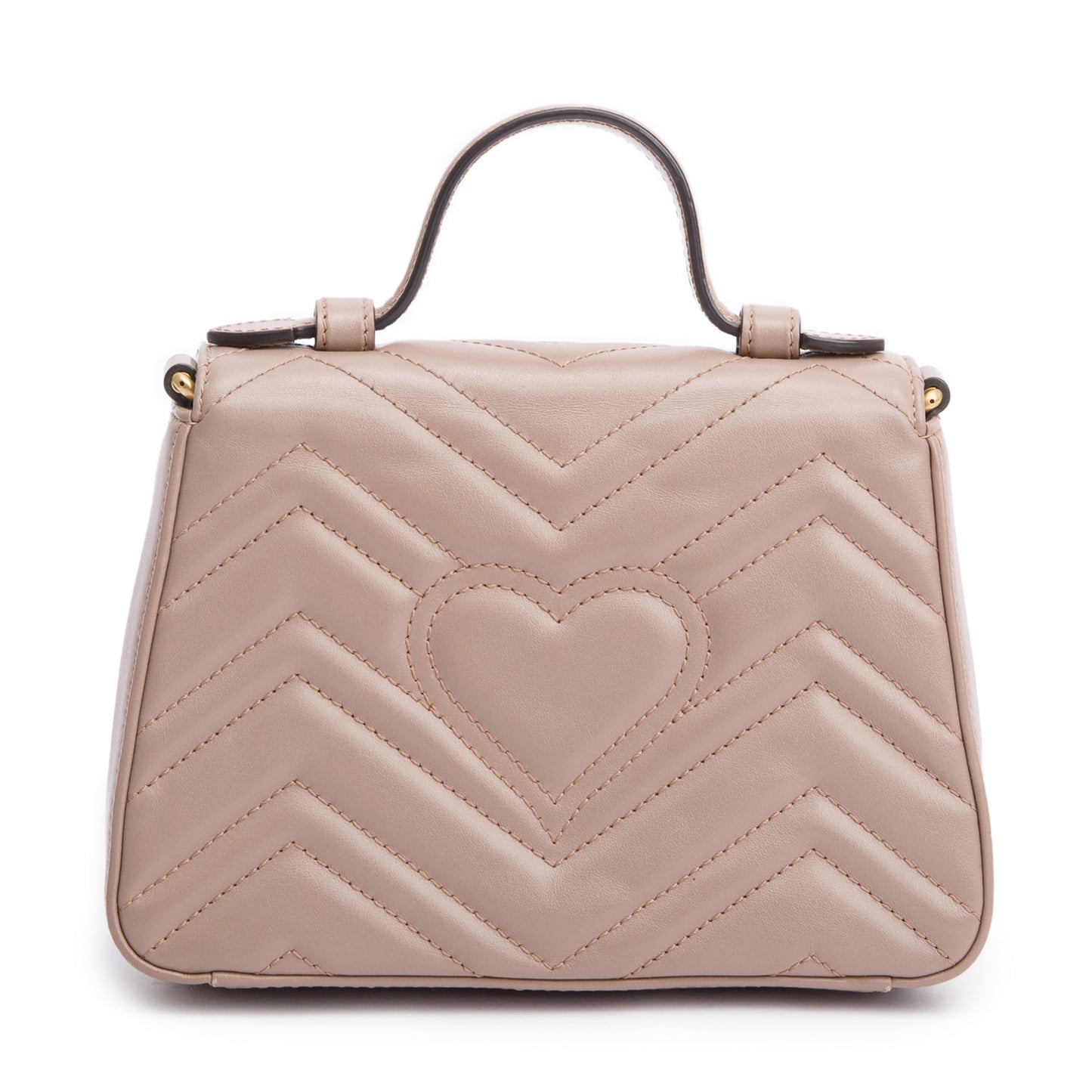 Gucci Beige Calfskin Matelasse GG Marmont Mini Top Handle Shoulder Bag