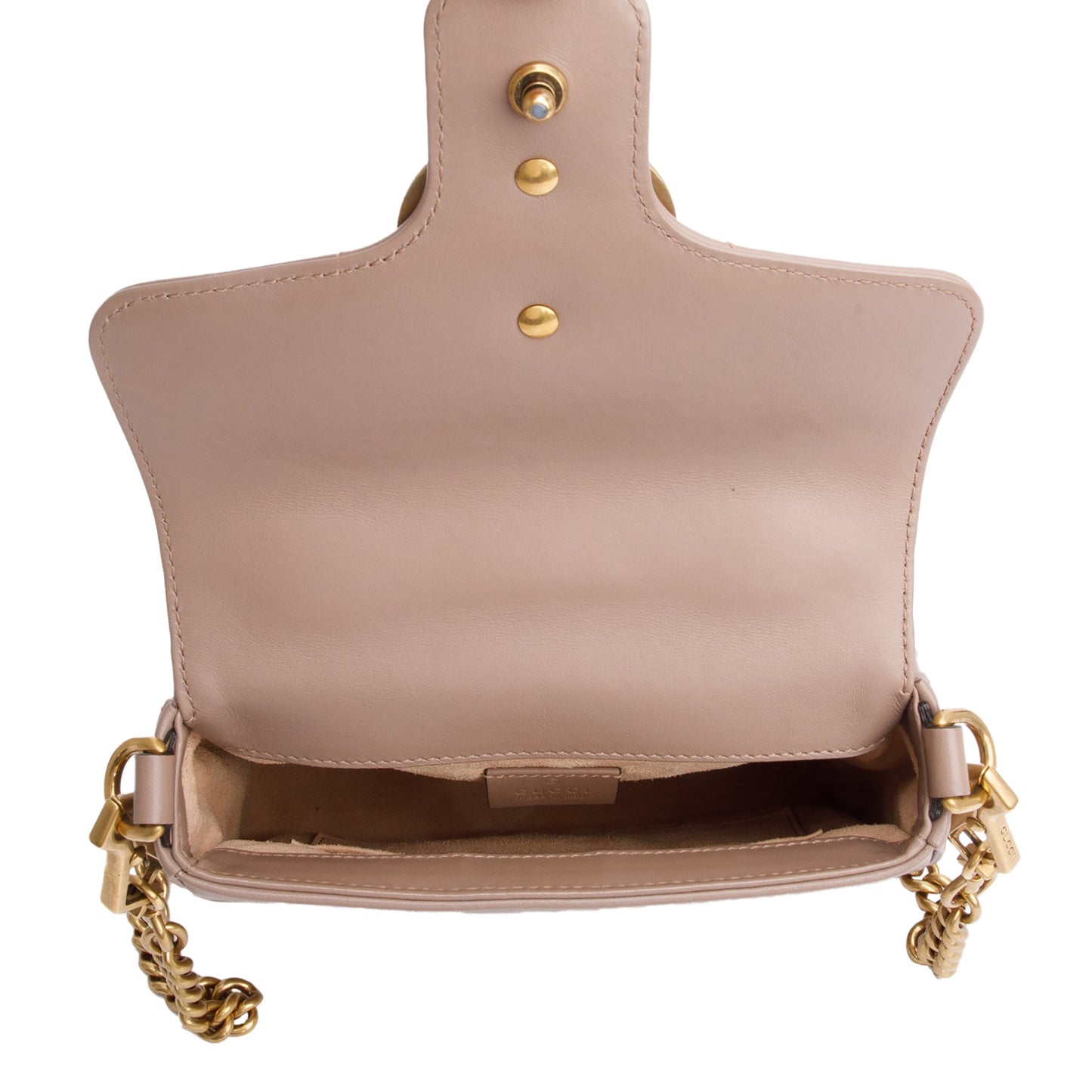 Gucci Beige Calfskin Matelasse GG Marmont Mini Top Handle Shoulder Bag