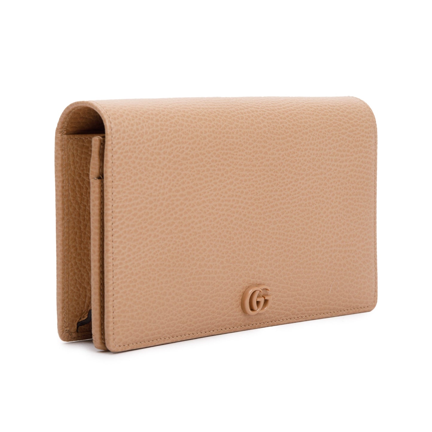 Gucci Beige Calfskin Mini GG Marmont Wallet On Chain