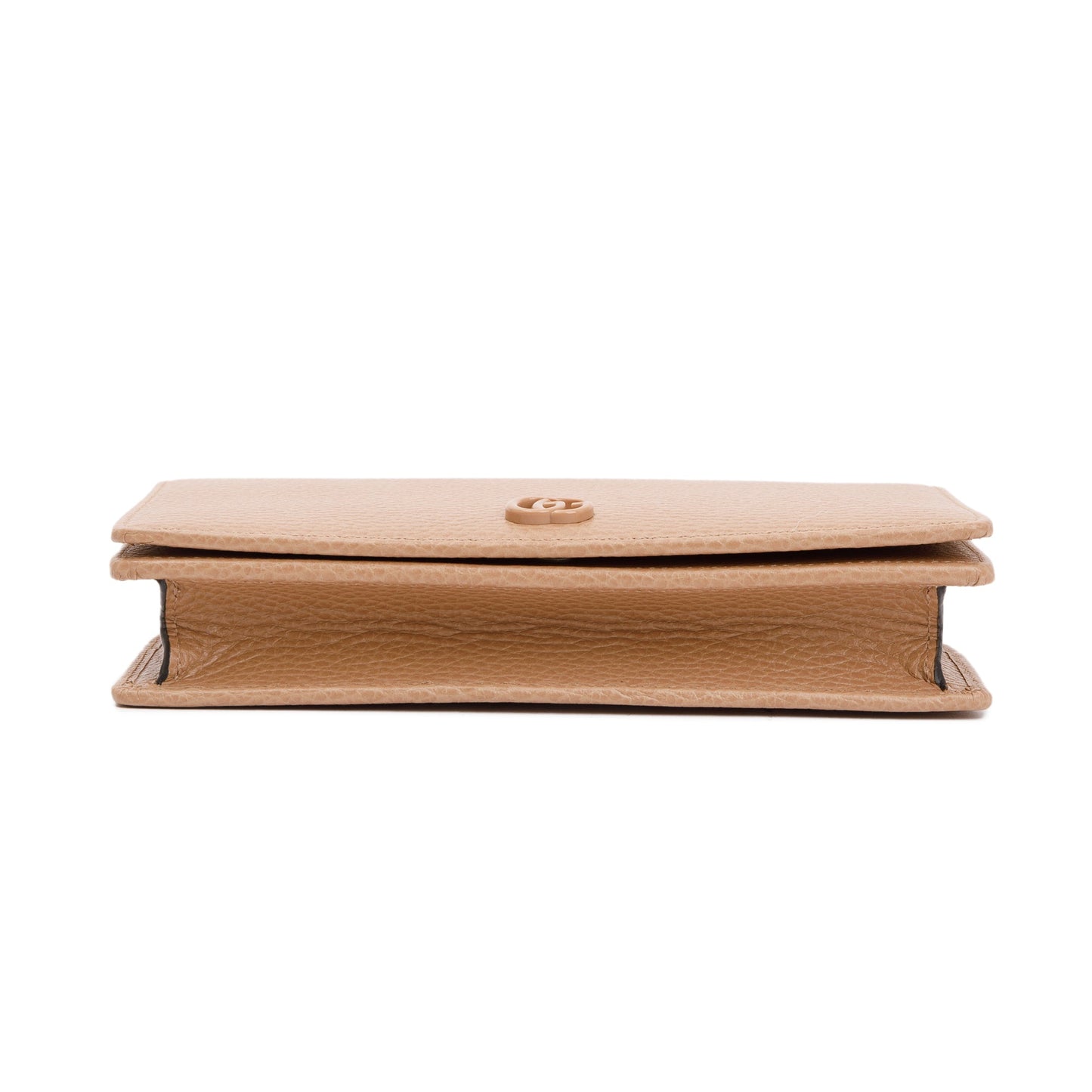 Gucci Beige Calfskin Mini GG Marmont Wallet On Chain